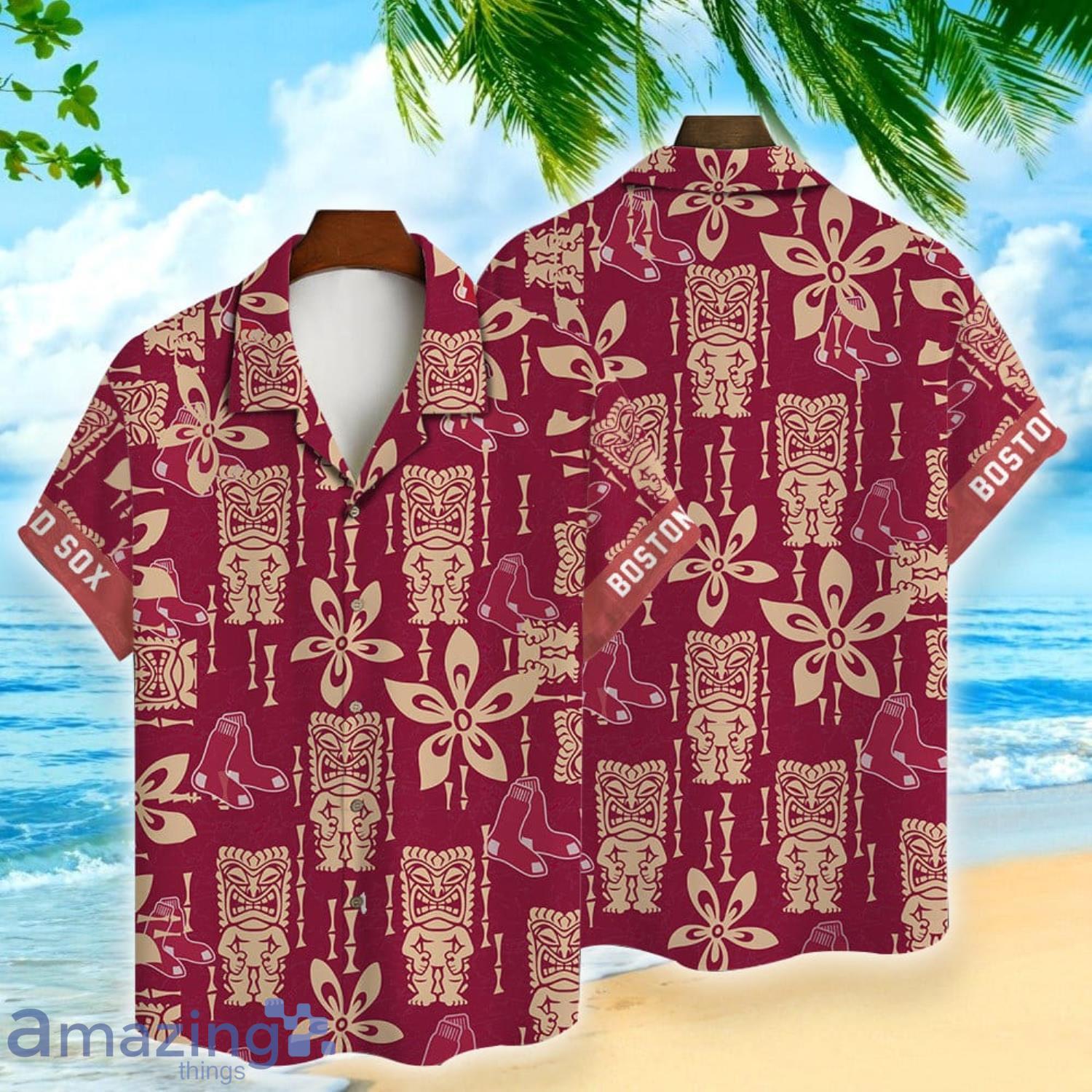 Custom Name Boston Red Sox Baseball Pattern Vintage Hawaiian Shirt