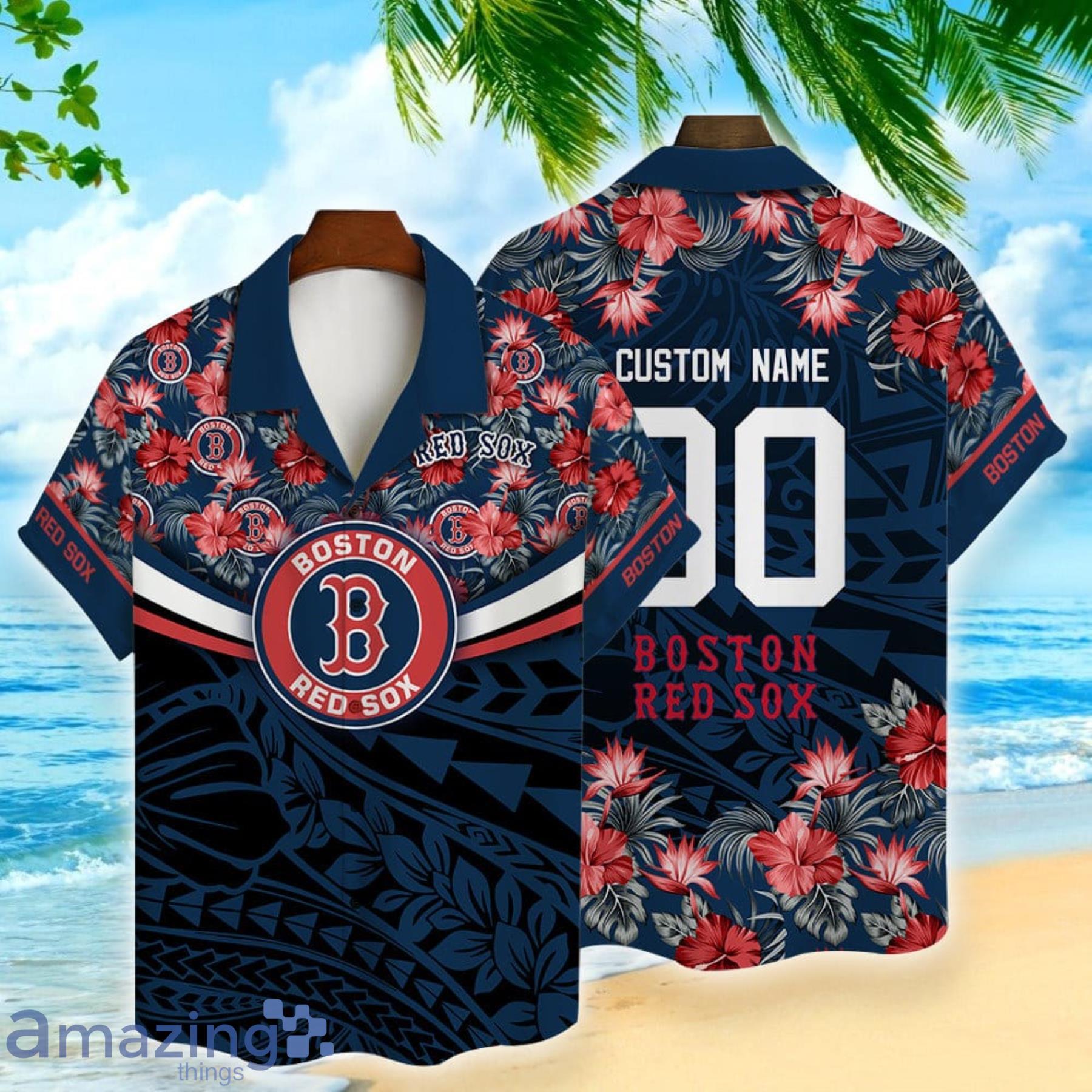 Boston Red Sox Baseball Flower Pattern Hawaiian Shirt For Men And