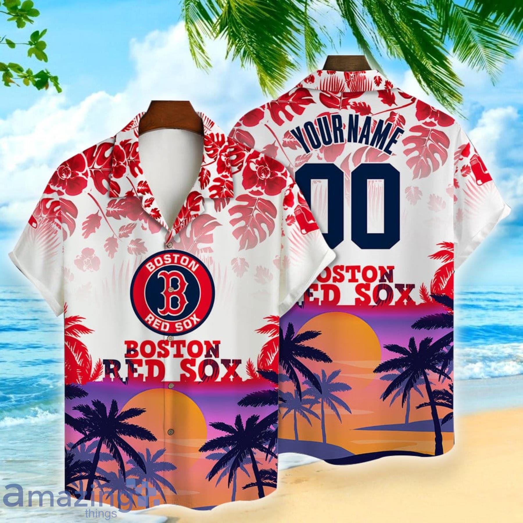 Boston Red Sox Sunset Coconut Floral Major League Baseball Custom