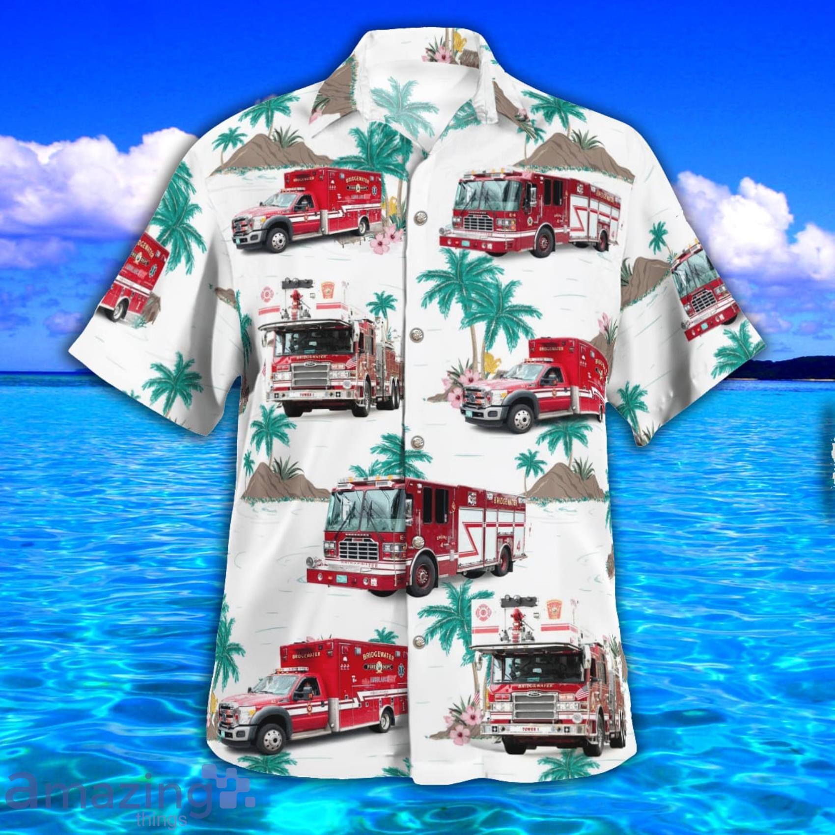 Bridgewater Fire Department Tropical Style AOP Short Sleeve Hawaiian Shirt And Beach Short image Bridgewater Fire Department Tropical Style AOP Short Sleeve Hawaiian Shirt And Beach Short Product Photo 2