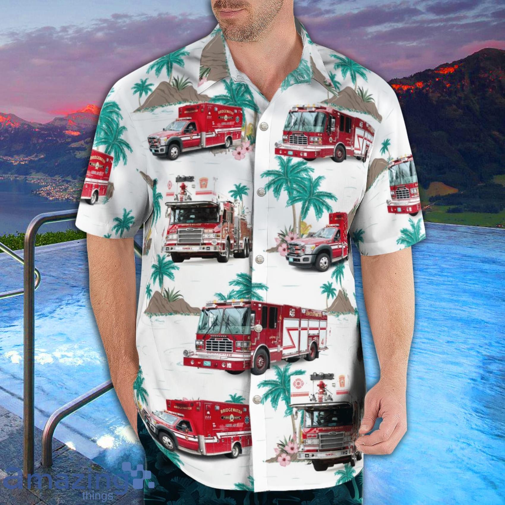 Bridgewater Fire Department Tropical Style AOP Short Sleeve Hawaiian Shirt And Beach Short image Bridgewater Fire Department Tropical Style AOP Short Sleeve Hawaiian Shirt And Beach Short Product Photo 3