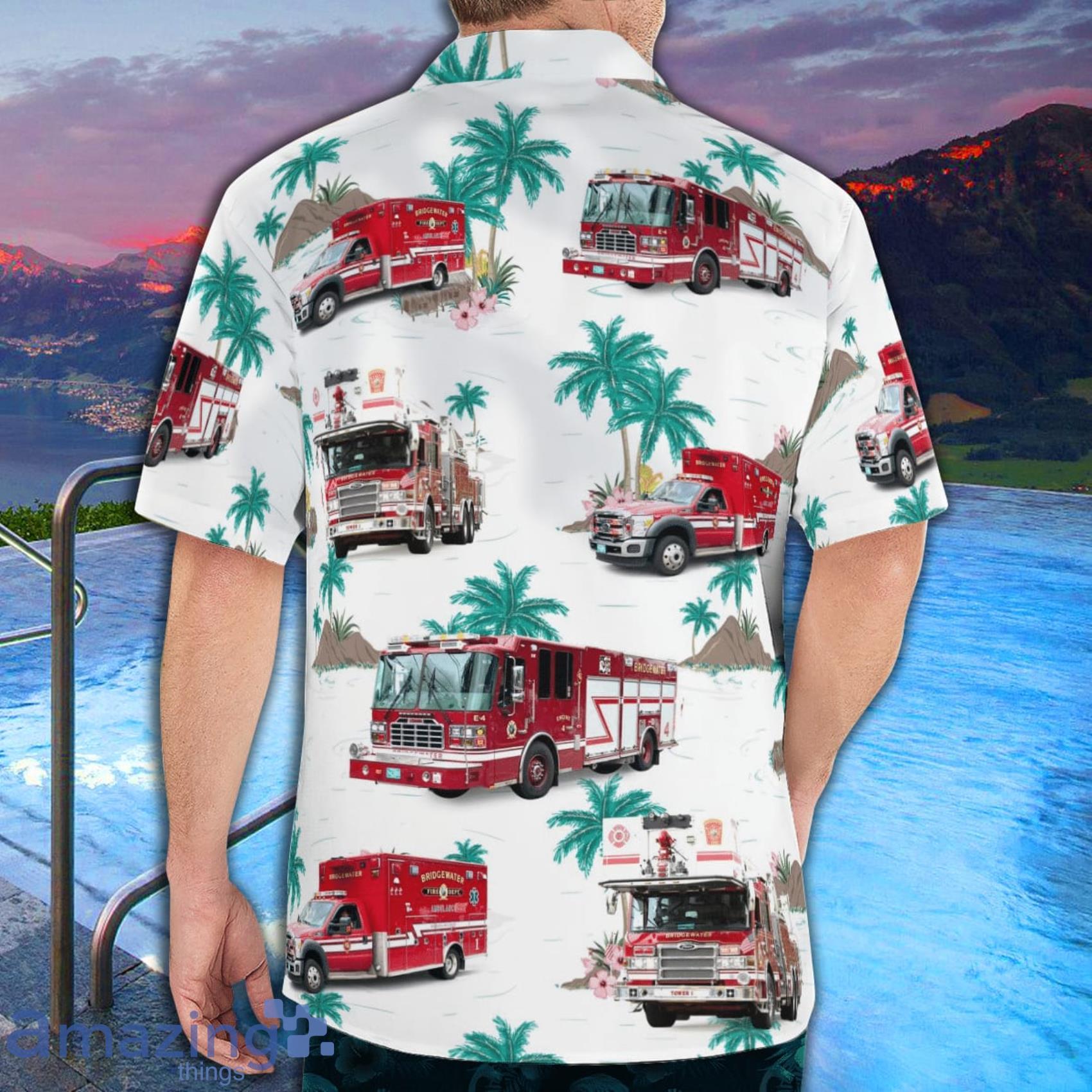 Bridgewater Fire Department Tropical Style AOP Short Sleeve Hawaiian Shirt And Beach Short image Bridgewater Fire Department Tropical Style AOP Short Sleeve Hawaiian Shirt And Beach Short Product Photo 4