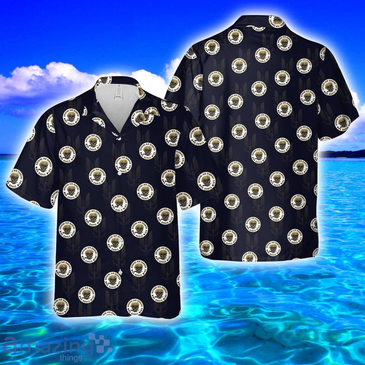 British SAS Skull AOP Print Hawaiian Shirt And Short Set Product Photo 1