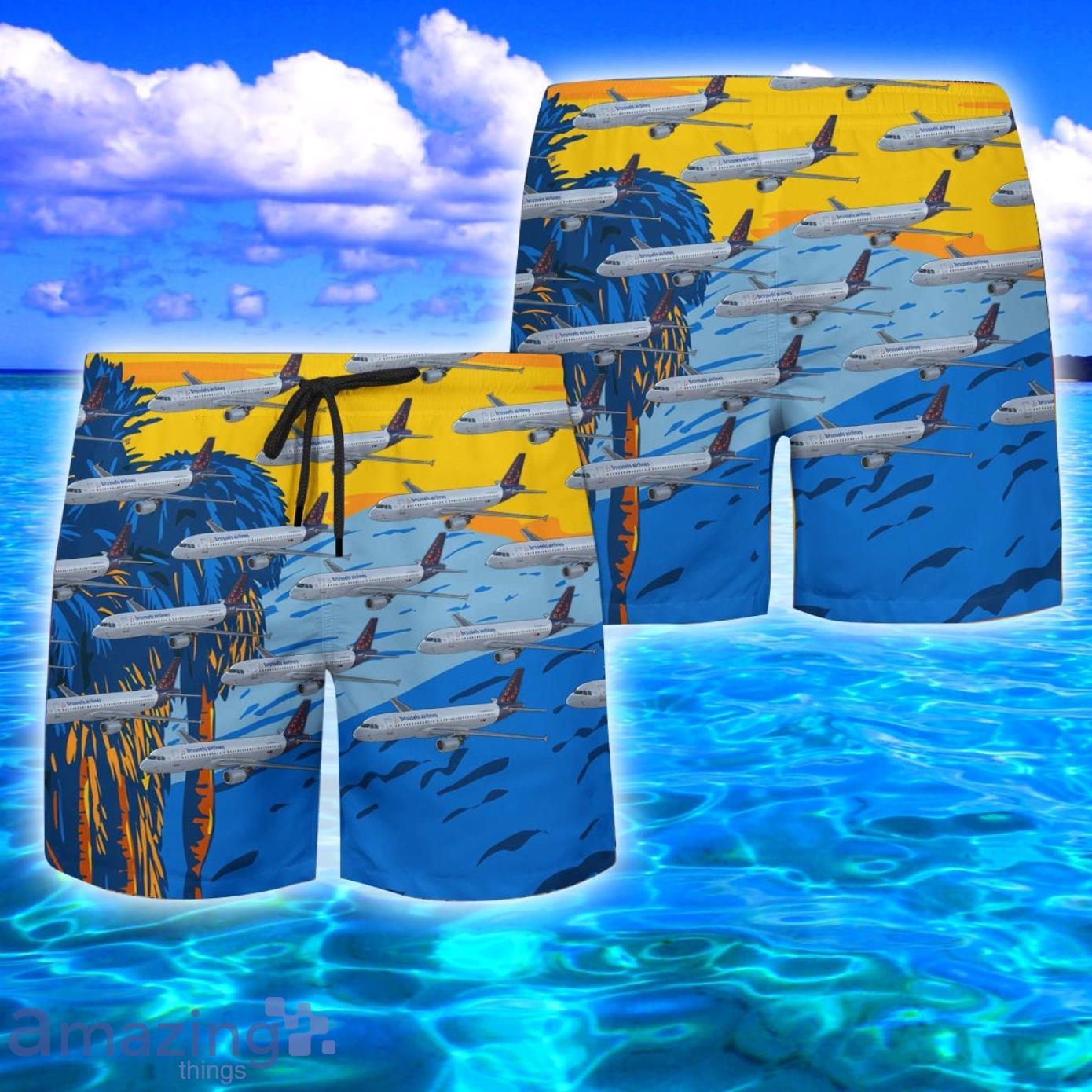 Brussels Airlines Airbus A320 200 AOP Print Hawaiian Shirt And Short Set image Brussels Airlines Airbus A320-200 AOP Print Hawaiian Shirt And Short Set Product Photo 4