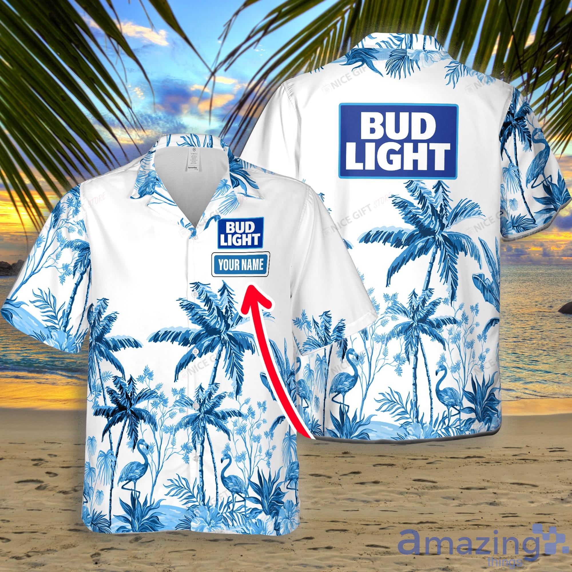 Bud Light Beer Custom Name Palm Tree Hawaiian Shirt Gift For Father's Day Product Photo 1