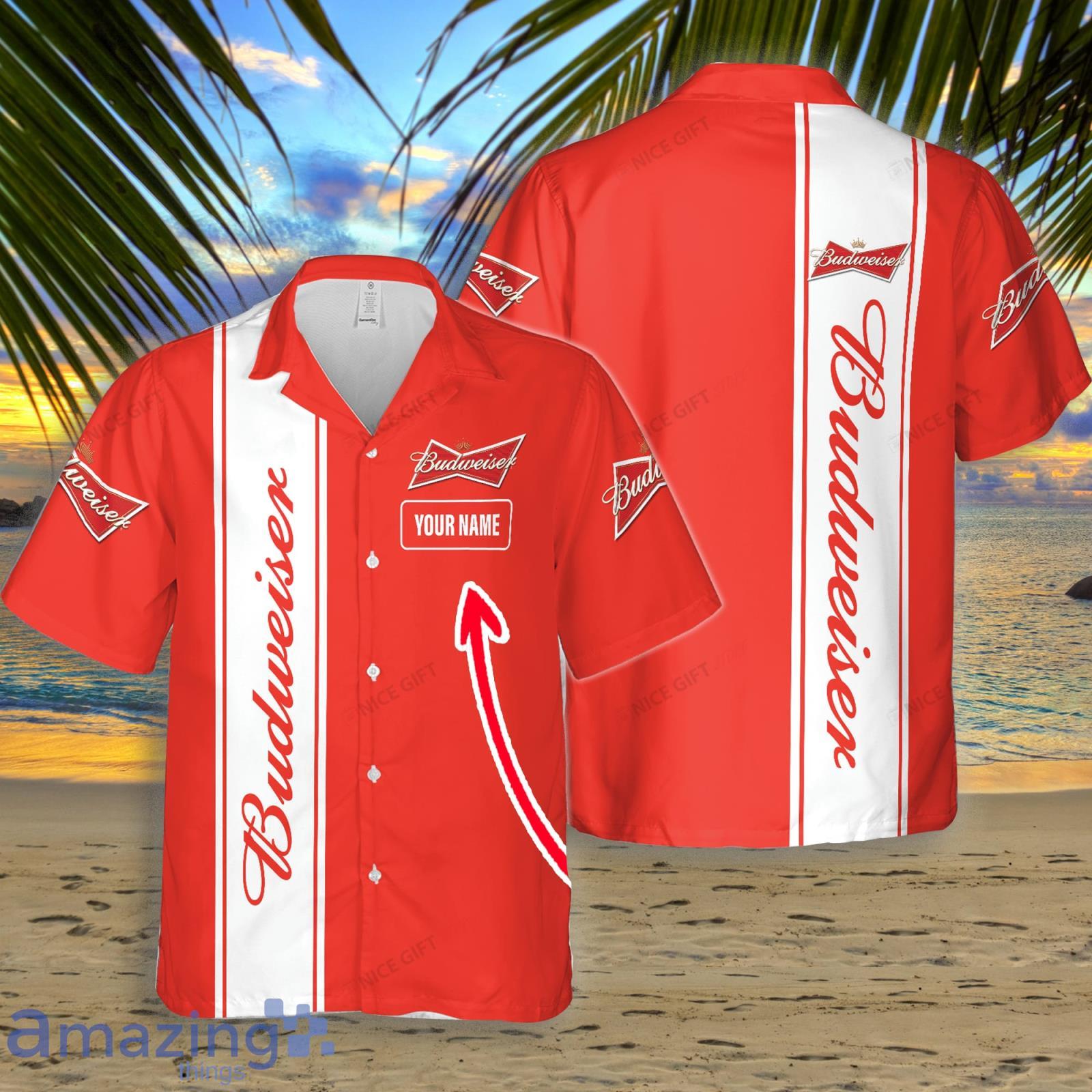 Budweiser Logo Custom Name Hawaiian Shirt Summer Gift Beach Shirt Product Photo 1