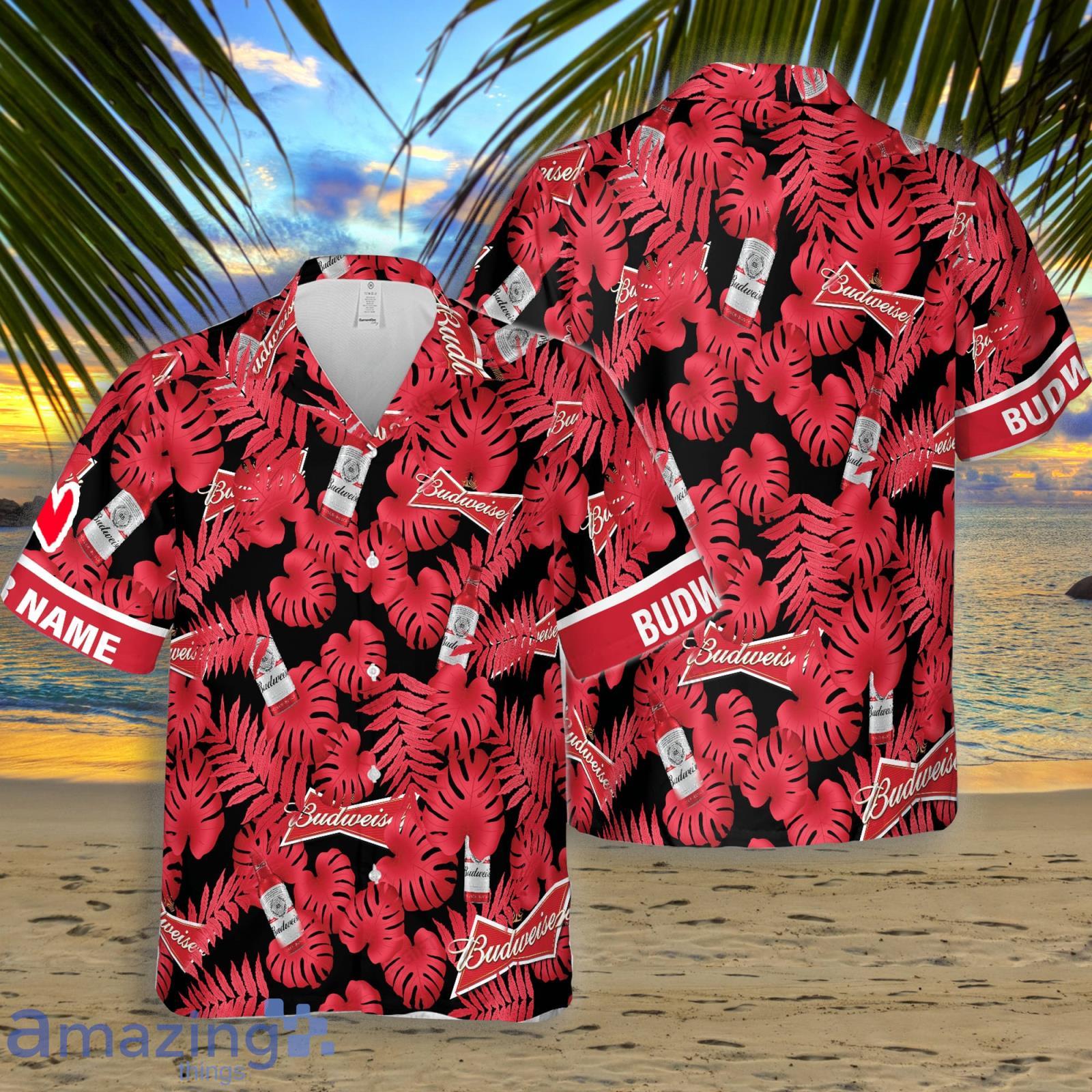 Budweiser Red Custom Name Hawaiian Shirt Summer Gift Beach Shirt Product Photo 1