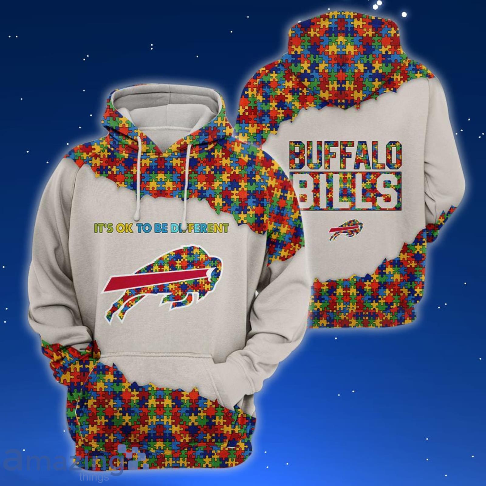 Buffalo Bills Autism T-Shirt 3D Hoodie Zip Hoodie Sweatshirt Custom Name  For Fans