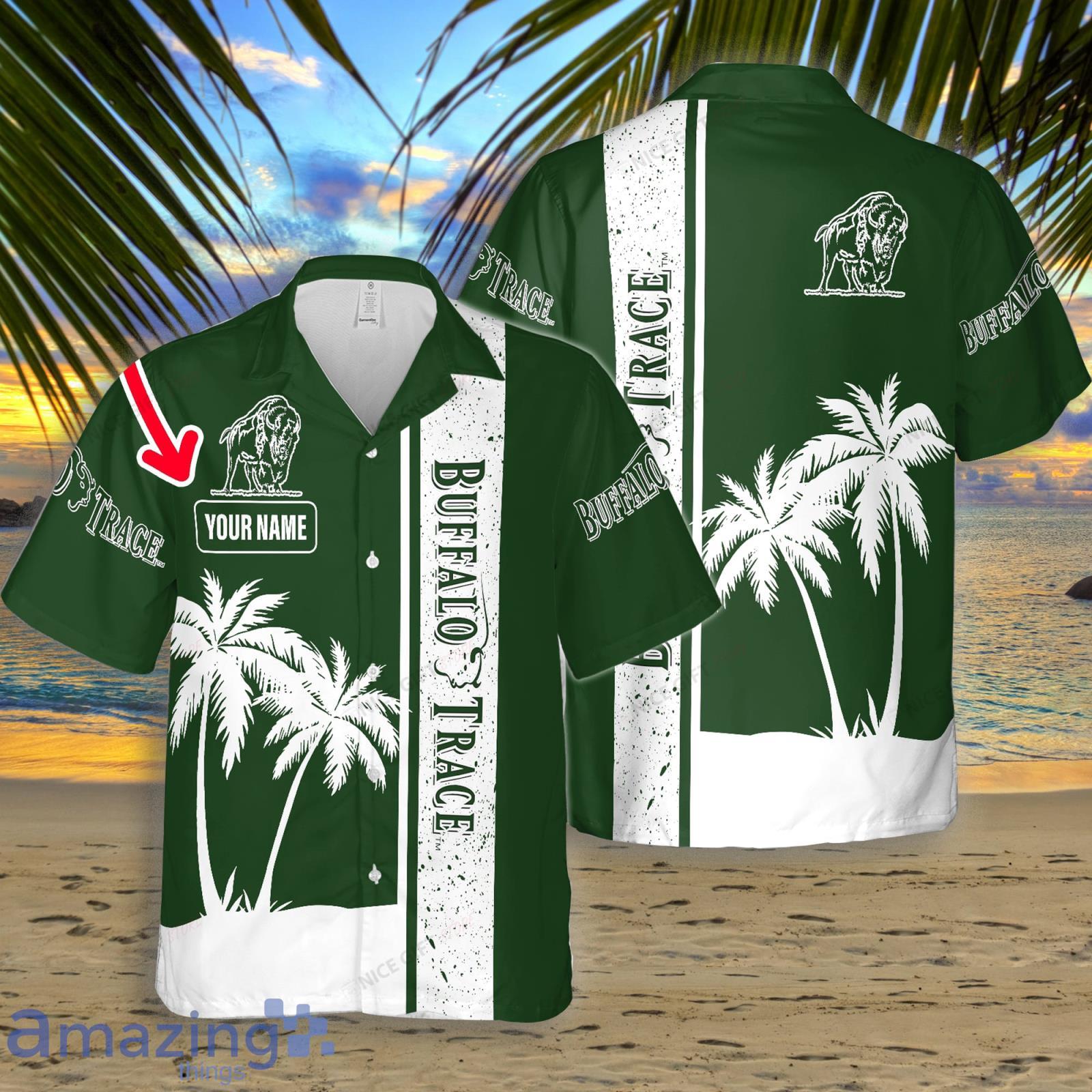 Buffalo Trace Coconut Trees Custom Name Hawaiian Shirt Summer Gift Beach Shirt Product Photo 1