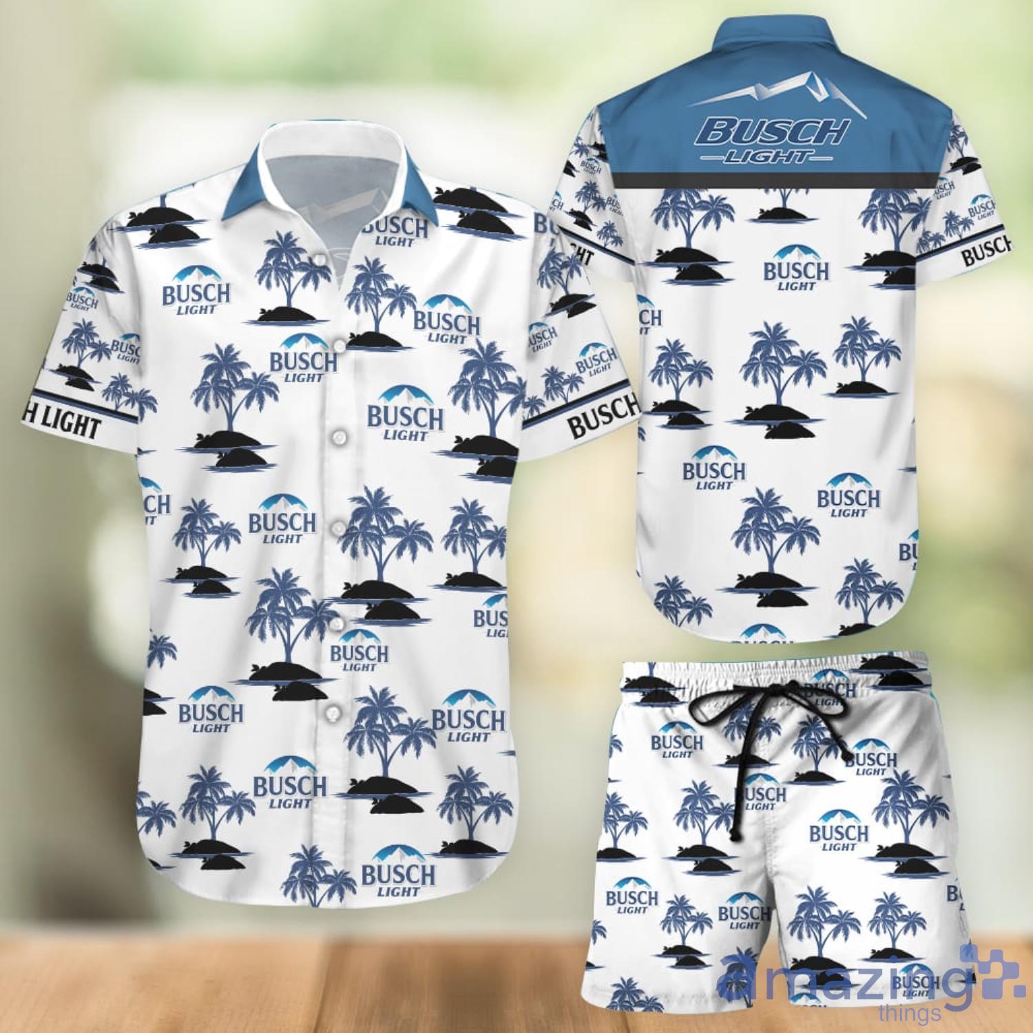 Busch Light Beer Floral Tropical Hawaiian Shirt And Shorts Product Photo 1