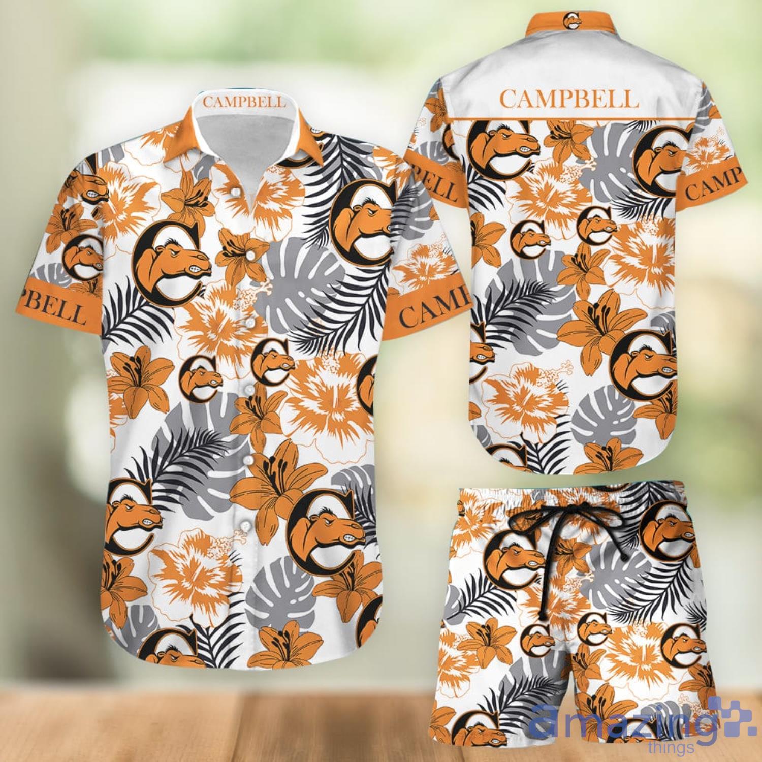 Campbell Fighting Camels Tropical Hawaiian Shirt And Shorts Product Photo 1