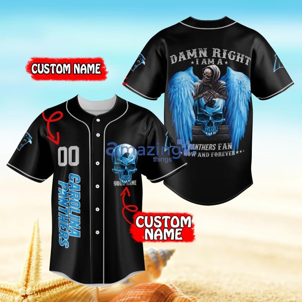 Carolina Panthers Damn Right Skull NFL Custom Name & Number Baseball Jersey  Shirt Fans