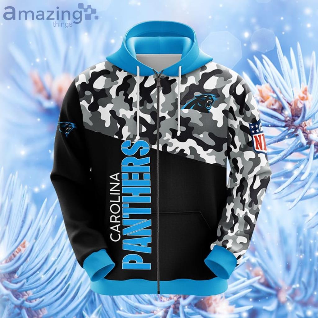 Carolina Panthers NFL Camouflage Blue Hoodie, Zip Hoodie 3D All Over Print  For Fans