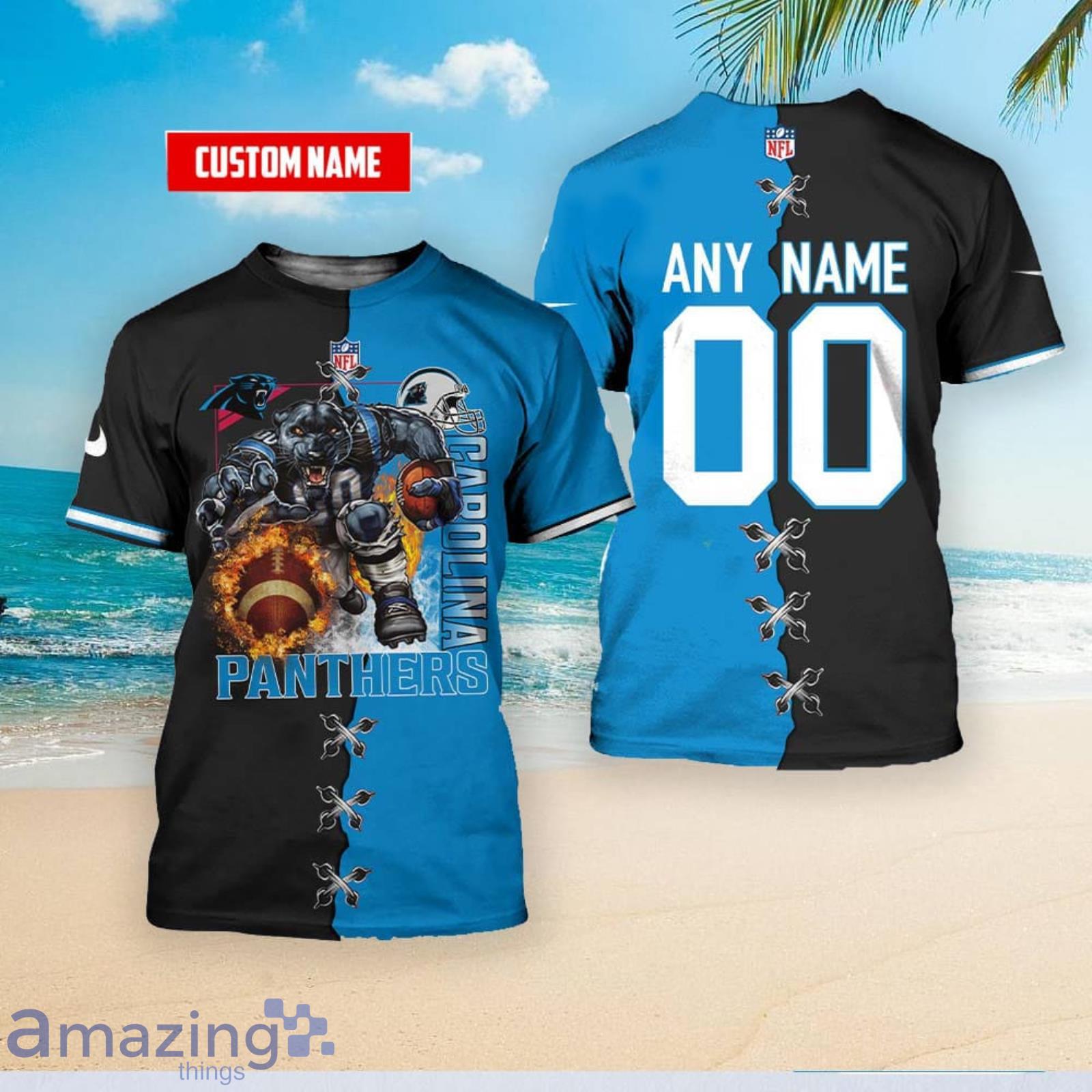 Carolina Panthers Nfl Custom Name And Number T-Shirt Sweatshirt Hoodie 3D All Over Print Shirt Product Photo 1