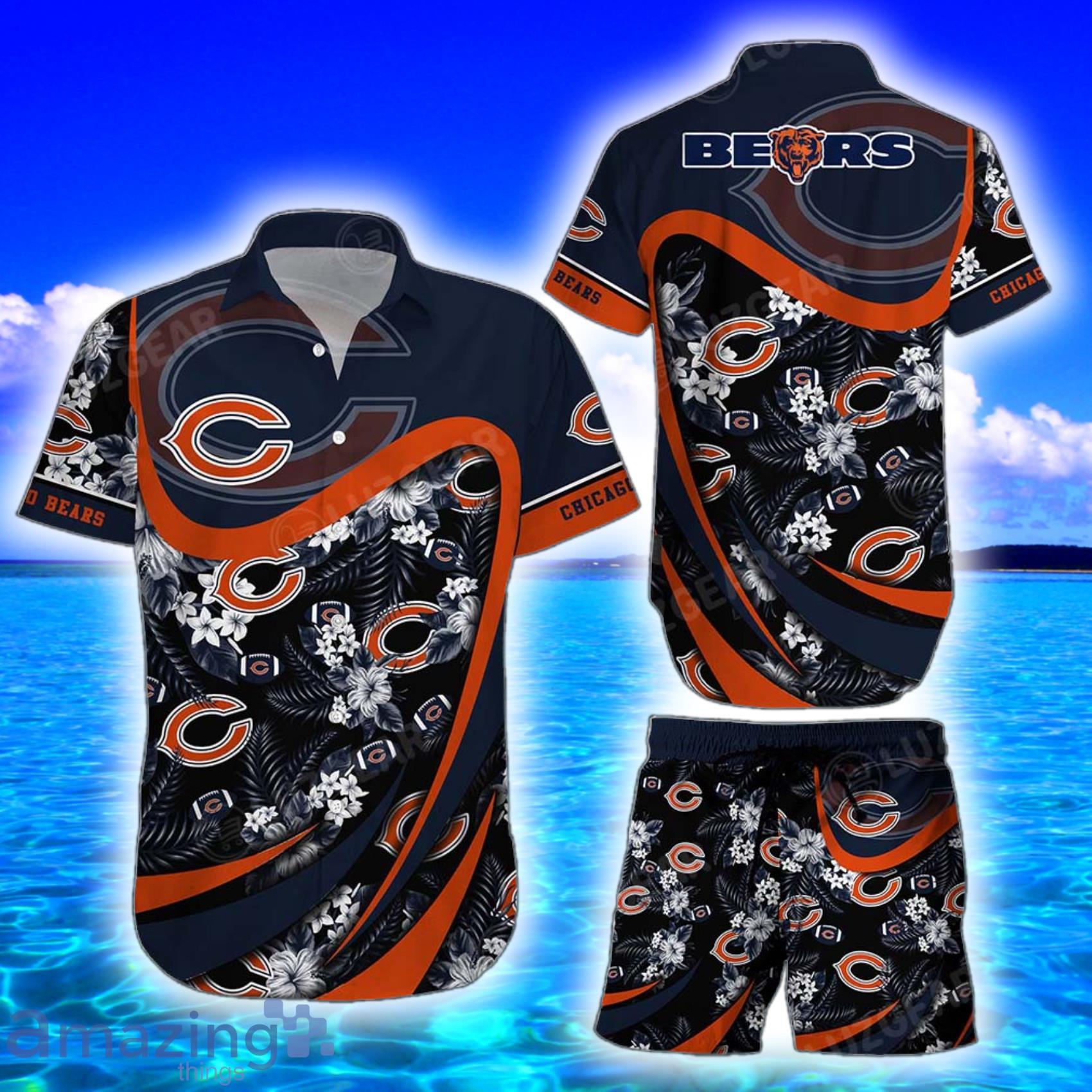 Chicago Bears Nfl Tropical Flowers Pattern Amazing Design Hawaiian Shirt And Short Product Photo 1