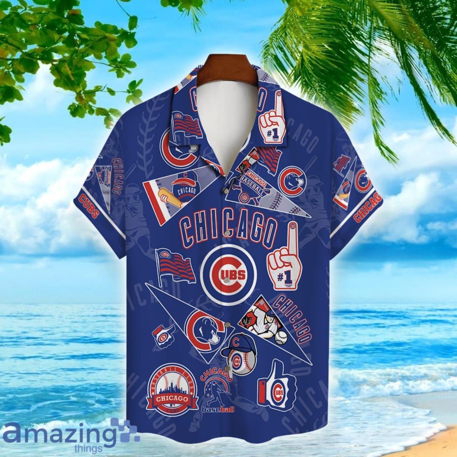 Chicago Cubs Major League Baseball Logo 3D Print Hawaiian Shirt For Men And Women image Chicago Cubs Major League Baseball Logo 3D Print Hawaiian Shirt For Men And Women Product Photo 2