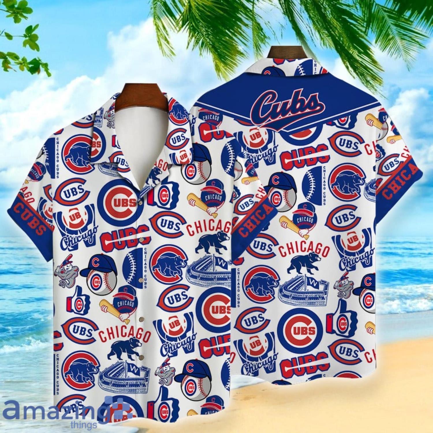 Baseball American Hawaii Shirt Tropical Beach Tree Chicago Cubs