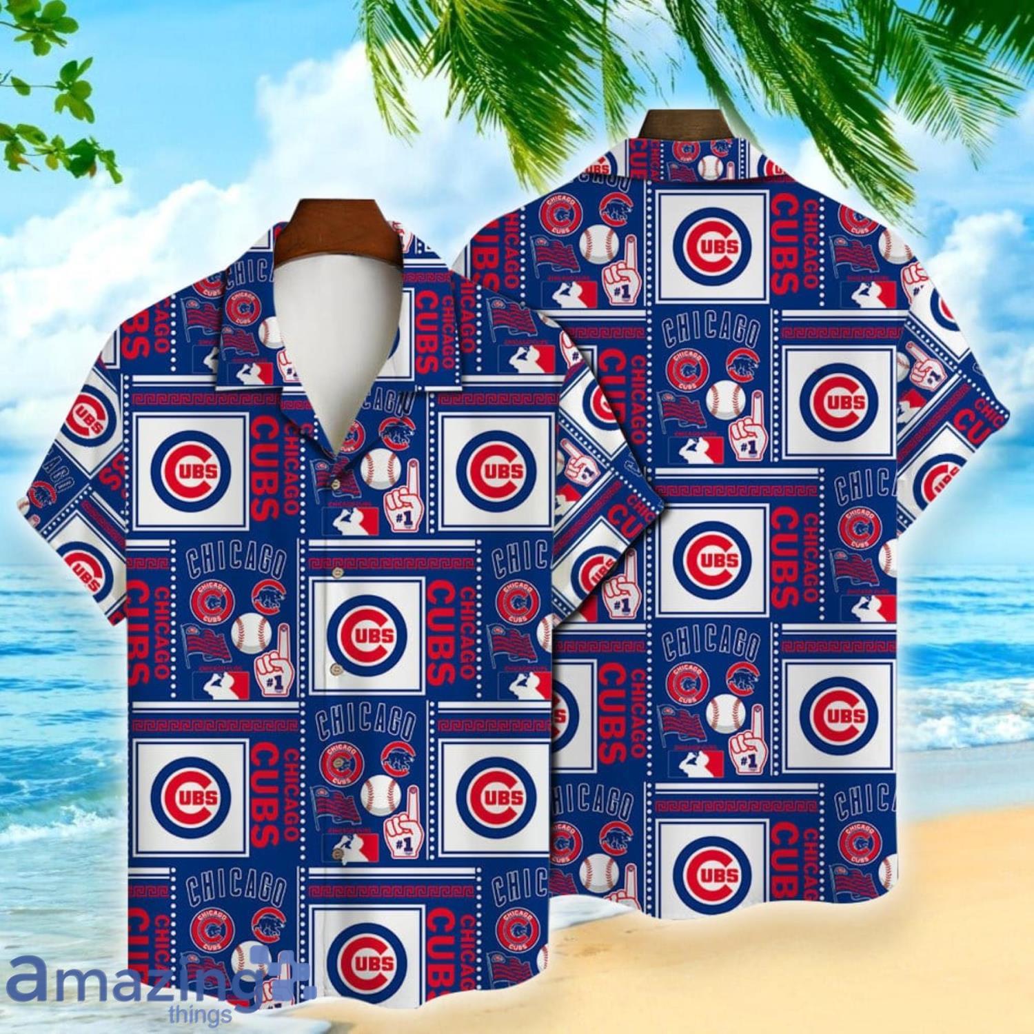 Chicago Cubs Hawaiian Beach Pattern 3D Shirt, Summer Vacation Gift