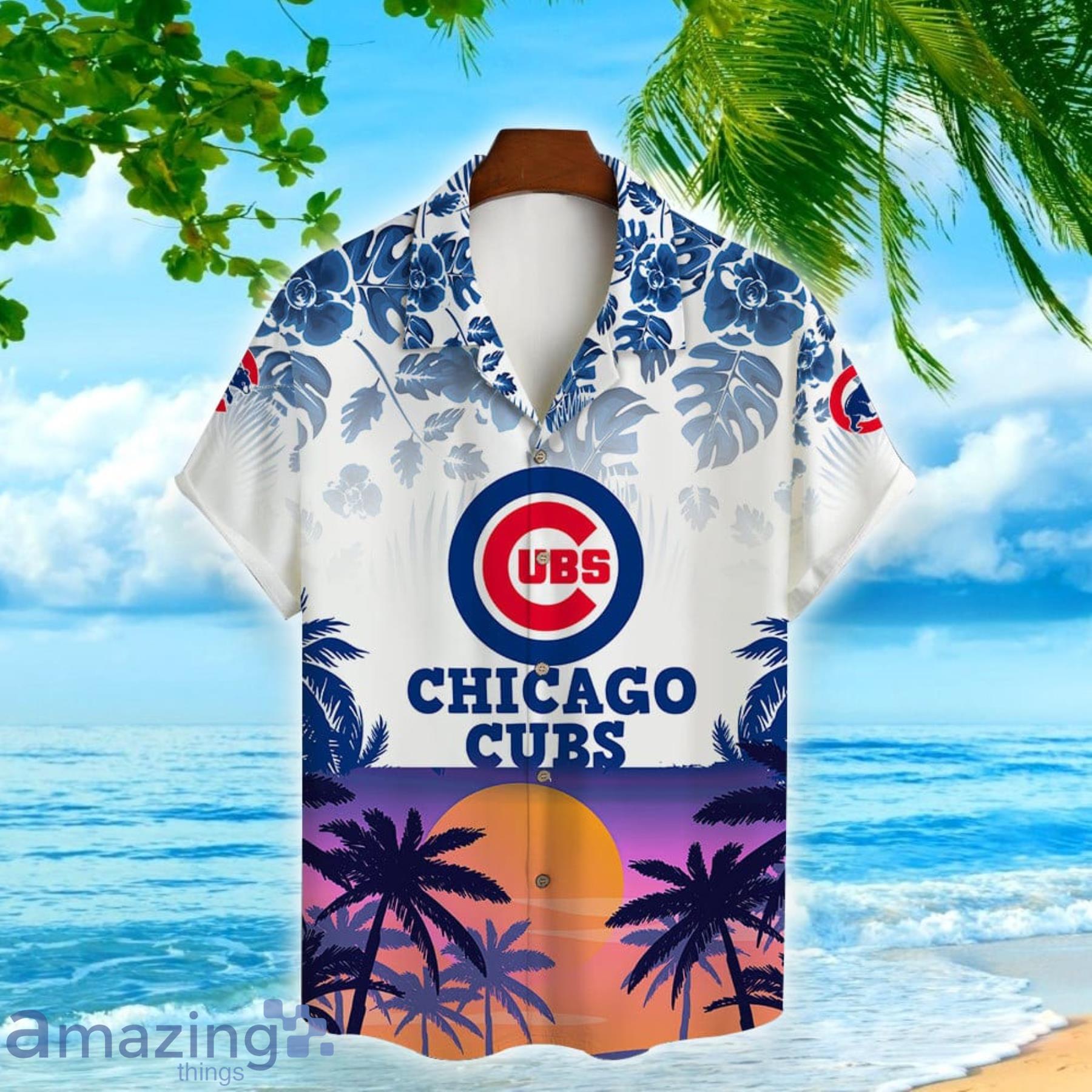 Chicago Cubs MLB Tropical Coconut Tree Sunset Design Hawaiian