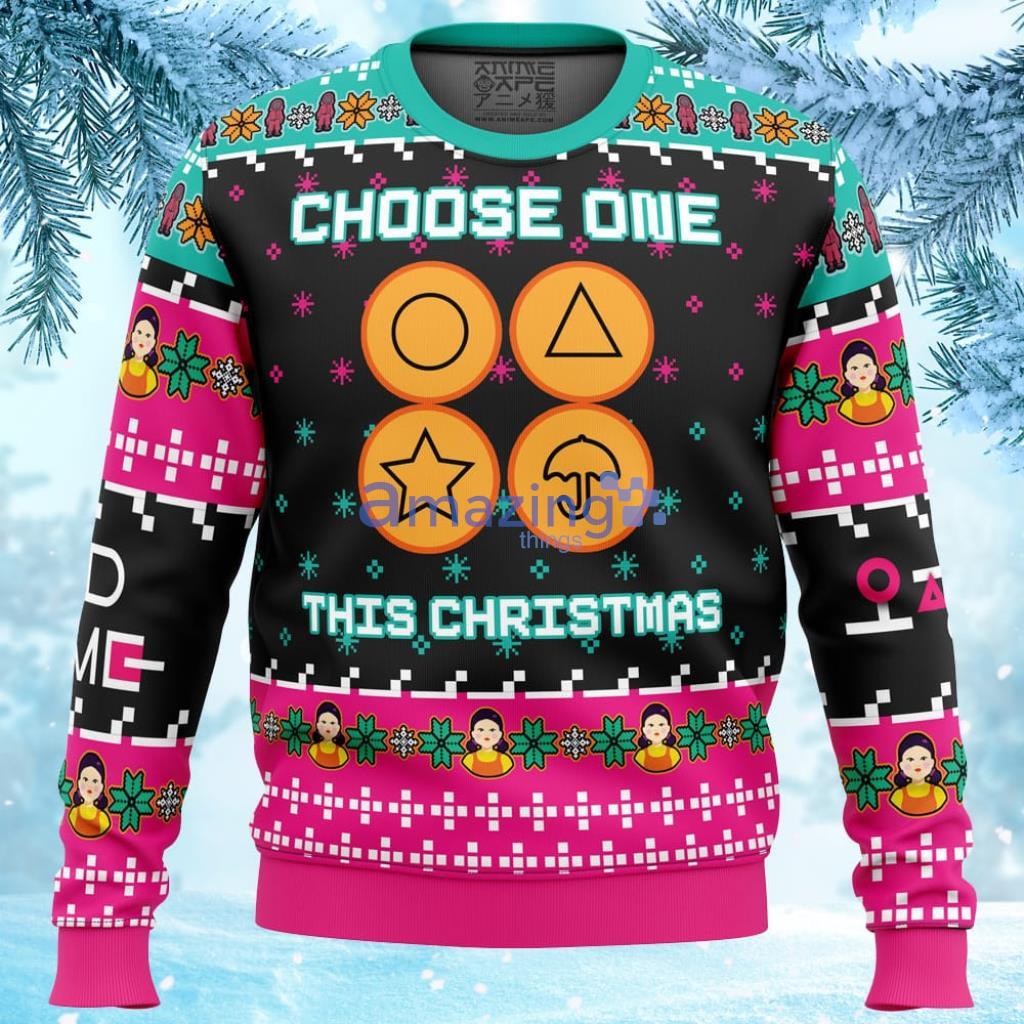 Choose One This Christmas Squid Game Christmas Sweater 3D Product Photo 1 Choose One This Christmas Squid Game Christmas Sweater 3D Product Photo 1