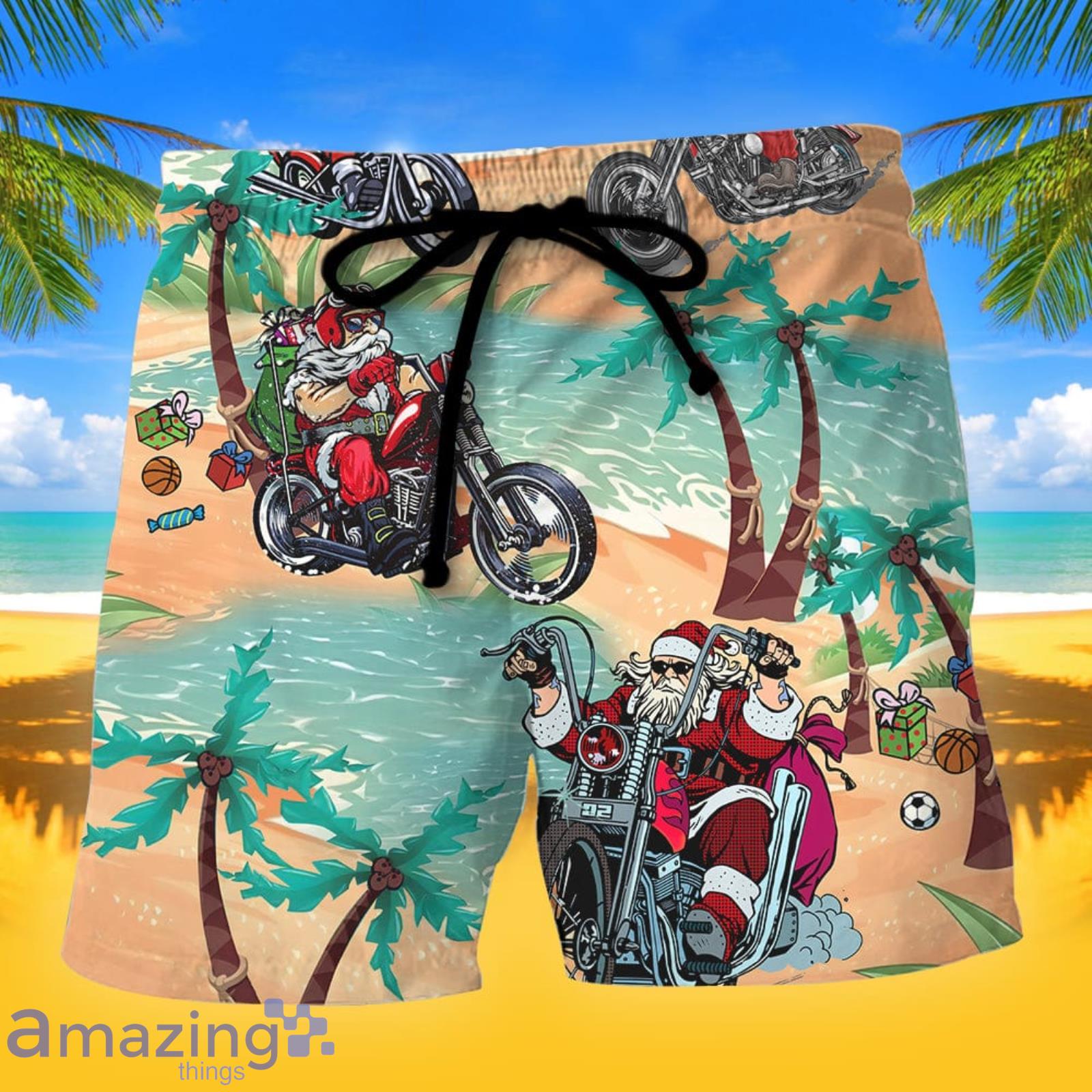 Christmas In July Driving With Santa Claus On Summer Beach- Beach Short Product Photo 1 Christmas In July Driving With Santa Claus On Summer Beach- Beach Short Product Photo 1