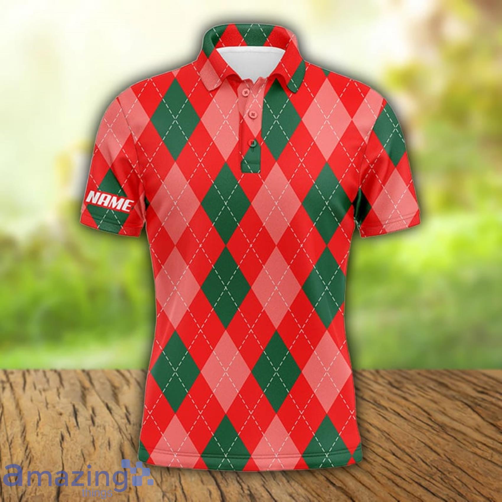 Christmas Plaid Argyle Red Pattern Custom Name All Over Print Polo Shirt For Men And Women Product Photo 1