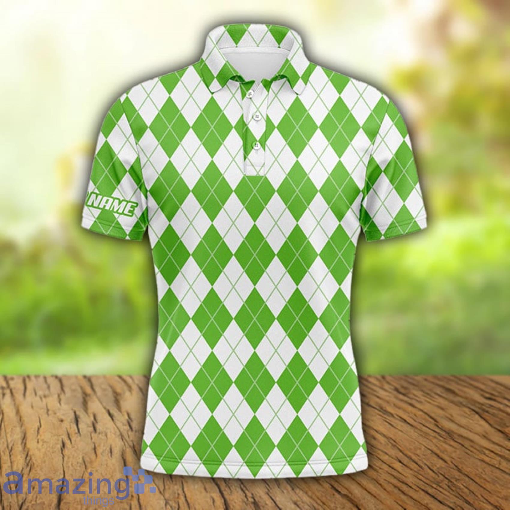 Christmas Plaid Green And White Argyle Pattern Custom Name All Over Print Polo Shirt For Men And Women Product Photo 1