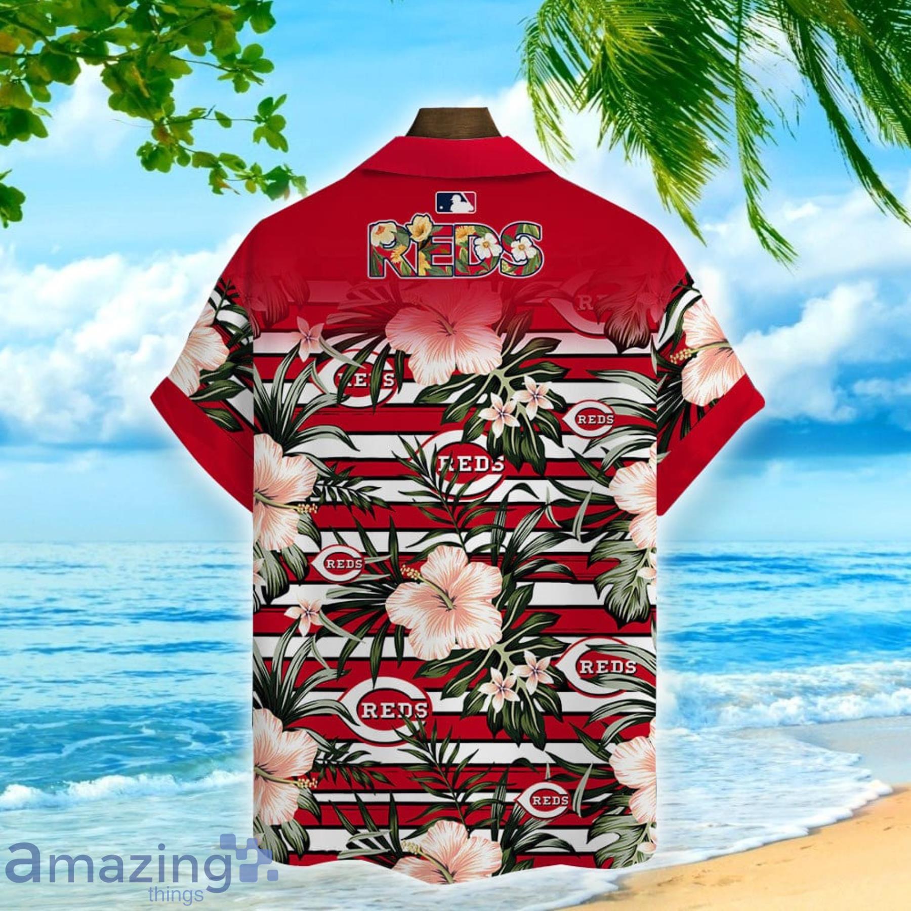 Cincinnati Reds Aloha Flower Pattern All Over Print Major League Baseball Fans Hawaiian Shirt image Cincinnati Reds Aloha Flower Pattern All Over Print Major League Baseball Fans Hawaiian Shirt Product Photo 3