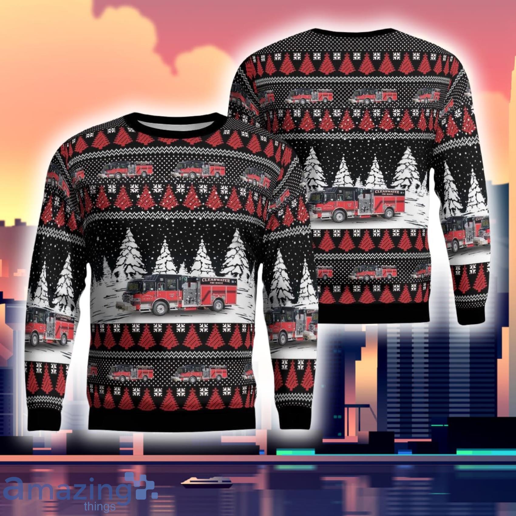 Clearwater Minnesota Clearwater Fire Department  Ugly Sweater Gift For Xmas Product Photo 1