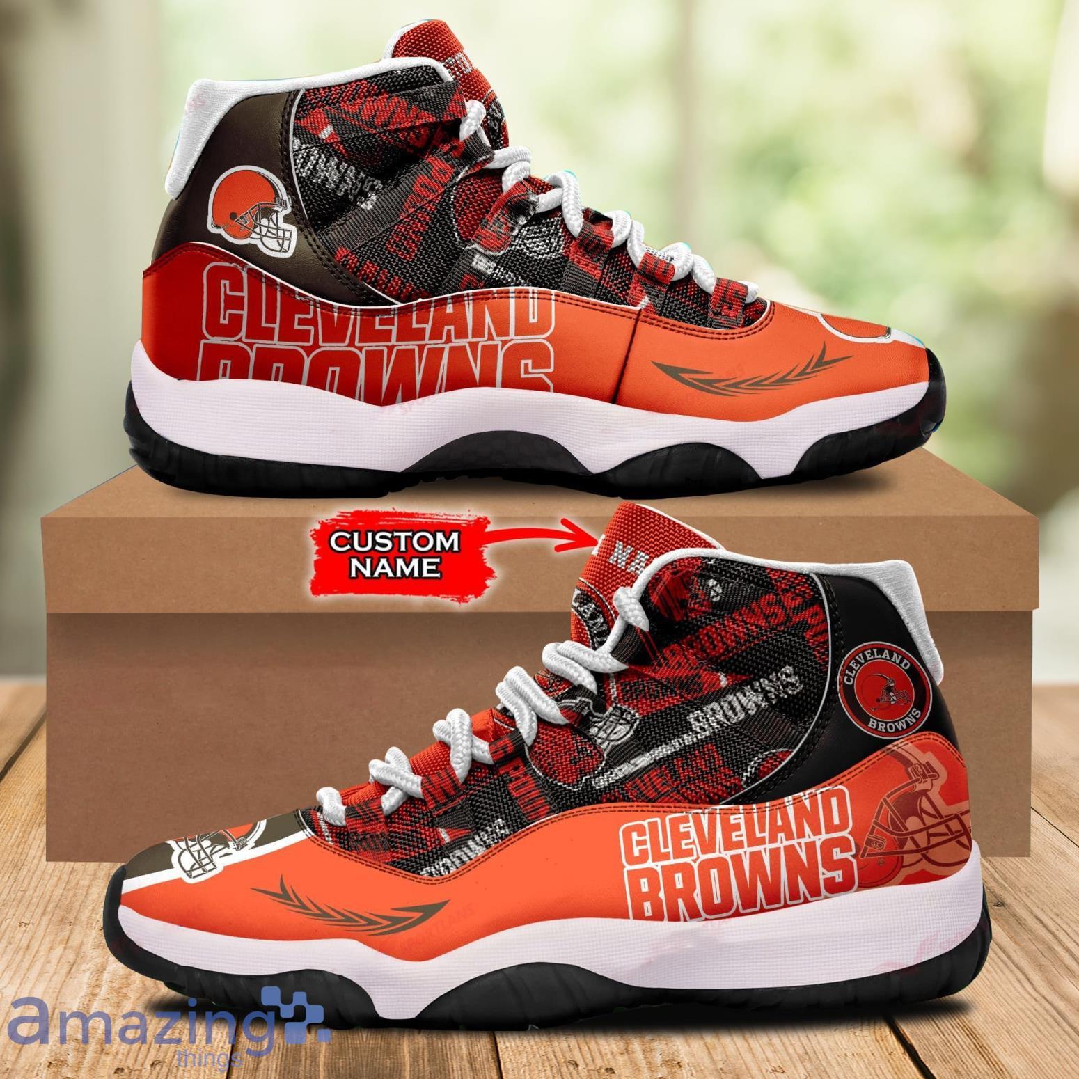 Cleveland Browns Custom Name NFL Air Jordan 11 Shoes For Men And Women  Sport Team