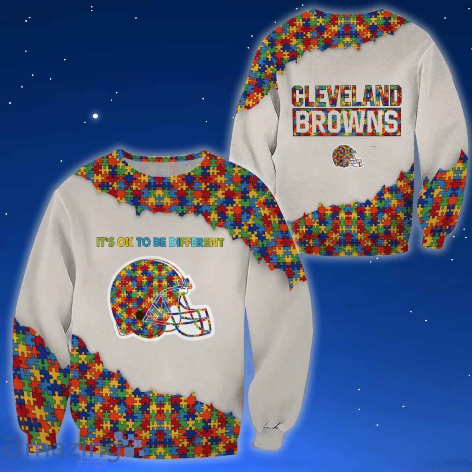 Cleveland Browns NFL Autism All Over Printed 3D Shirt For Fans image Cleveland Browns NFL Autism All Over Printed 3D Shirt For Fans Product Photo 3