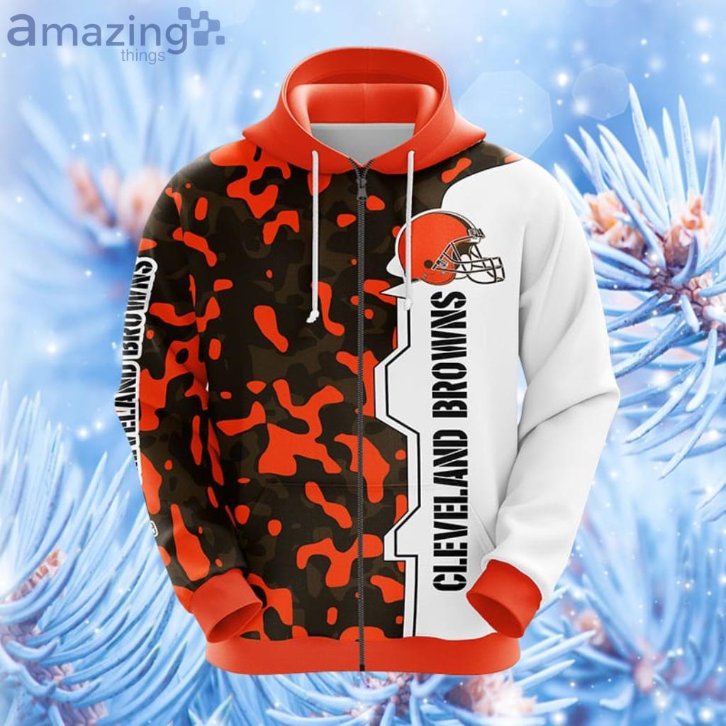 Cleveland Browns NFL Camouflage Orange Hoodie, Zip Hoodie 3D All Over Print  For Fans