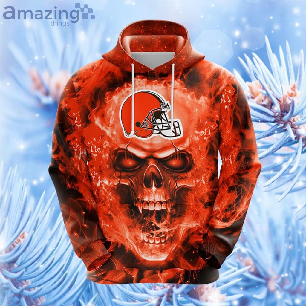 Cleveland Browns Skull 3D Hoodie All Over Print Cleveland Browns