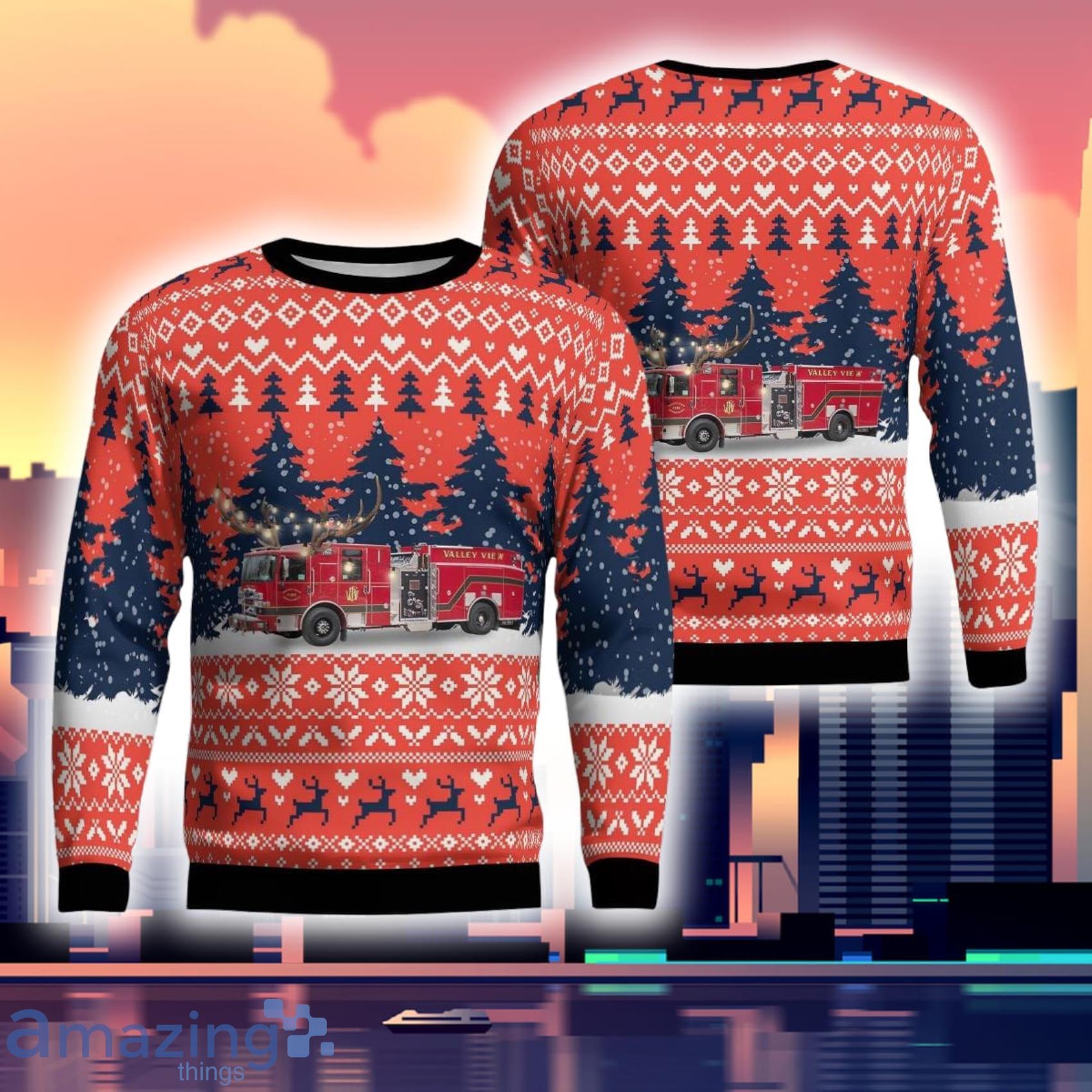 Cleveland Ohio Valley View Fire Department 3D Ugly Sweater Product Photo 1