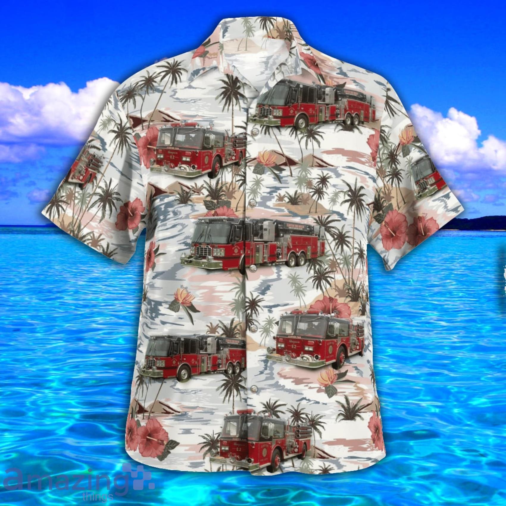 Clinton, Ny Fire Department AOP Aloha Tropical Style Hawaiian Shirt And Beach Short image Clinton, Ny Fire Department AOP Aloha Tropical Style Hawaiian Shirt And Beach Short Product Photo 2
