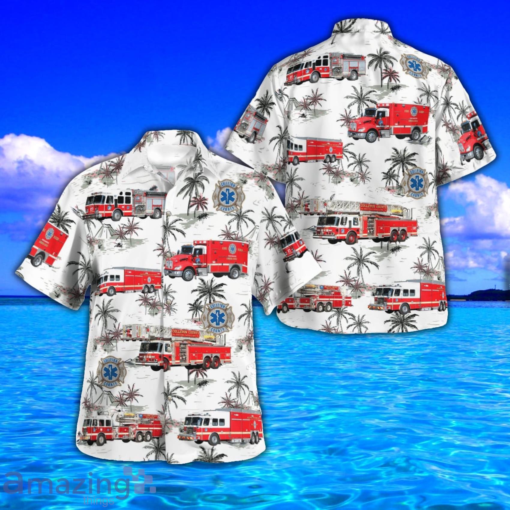 Colleton County Fire Rescue Tropical Style AOP Short Sleeve Hawaiian Shirt And Beach Short Product Photo 1