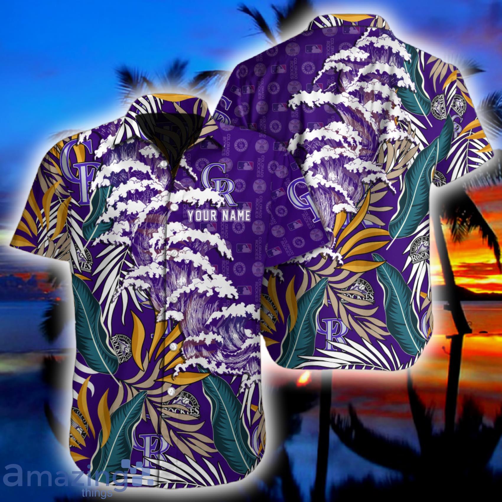 Colorado Rockies MLB Custom Name Tropical Flower And Wave Japan Style  Hawaiian Shirt
