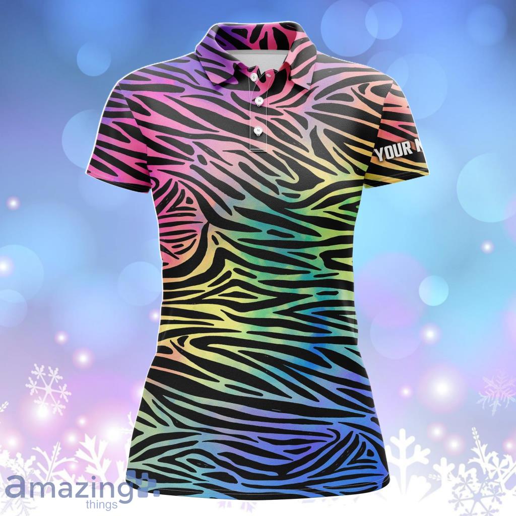Colorfuleon Rainbow Zebra Skin Womens Golf Polo Shirts, Team Golf Shirt Gift For Golf Lovers Product Photo 1 Colorfuleon Rainbow Zebra Skin Womens Golf Polo Shirts, Team Golf Shirt Gift For Golf Lovers Product Photo 1