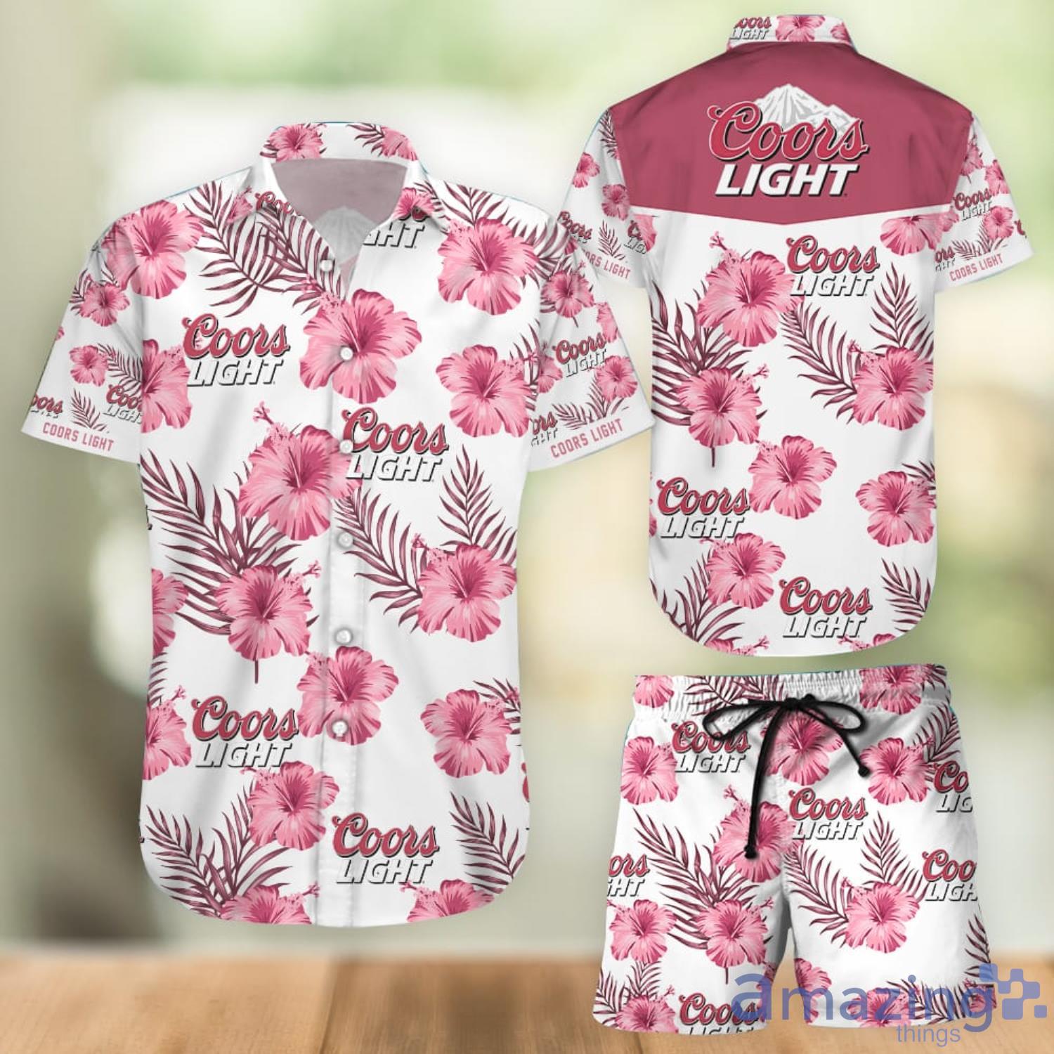 Coors Light Beer Tropical Hawaiian Shirt Shorts - Owl Fashion Shop