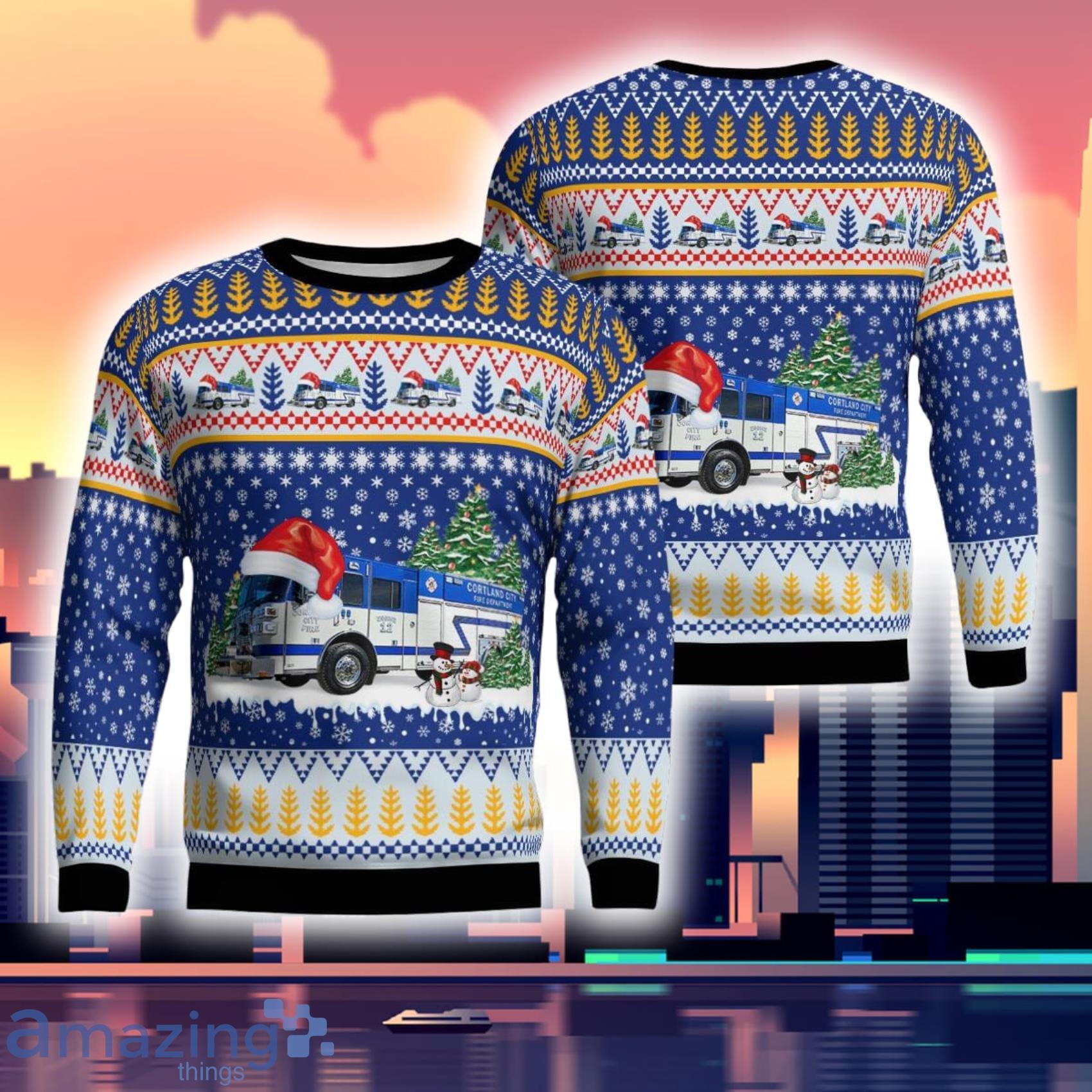 Cortland City Fire Department Cortland Ohio Christmas 3D Ugly Sweater Product Photo 1