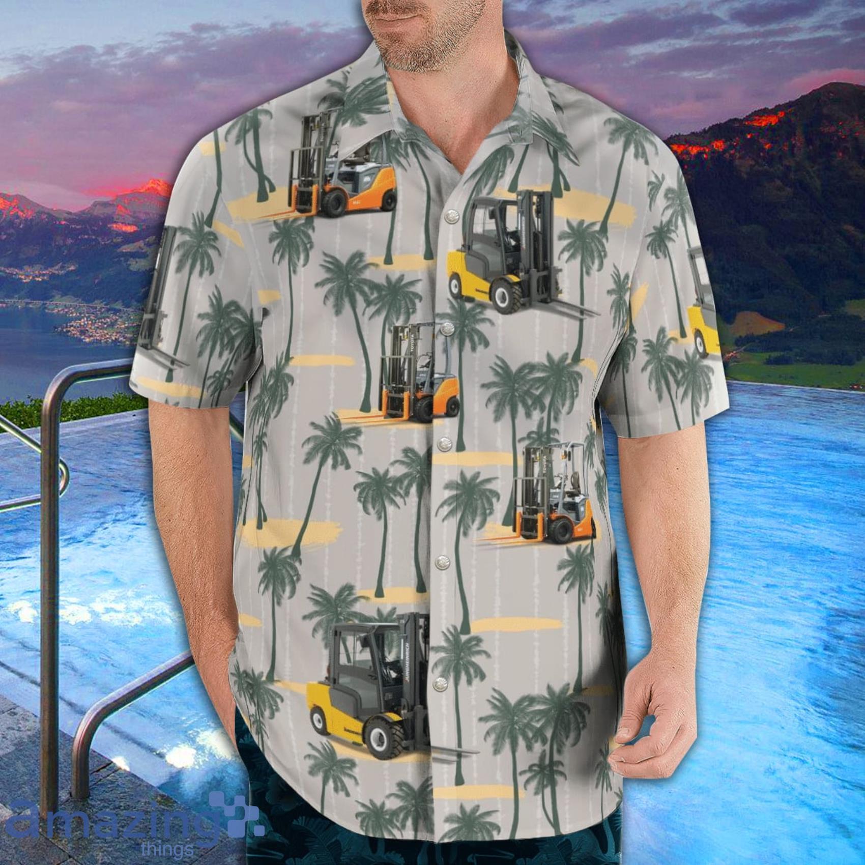 Counterbalance Forklift Tropical Style Hawaiian Shirt And Beach Short image Counterbalance Forklift Tropical Style Hawaiian Shirt And Beach Short Product Photo 3
