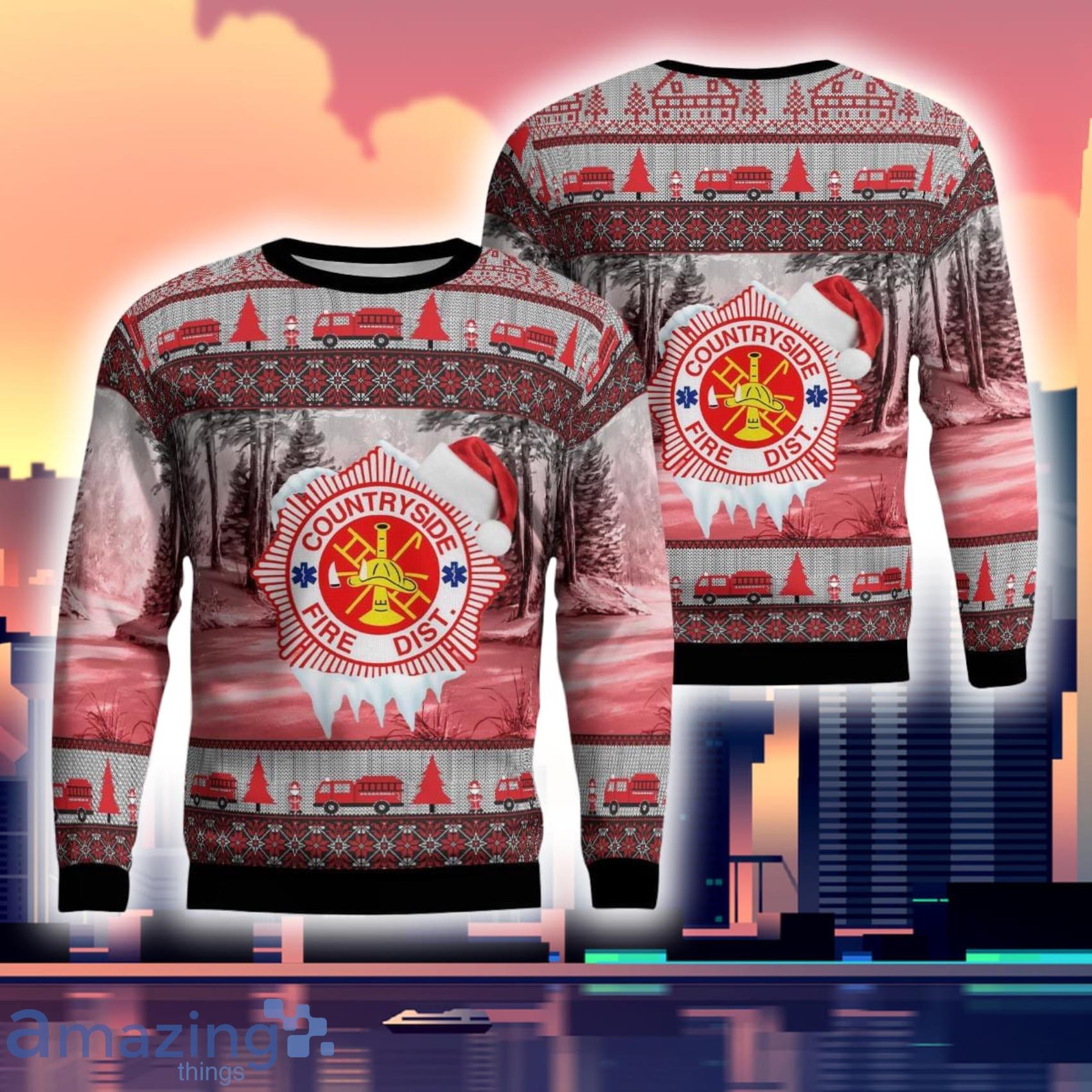 Countryside Fire Protection District Vernon Hills Illinois Christmas 3D Ugly Sweater Product Photo 1