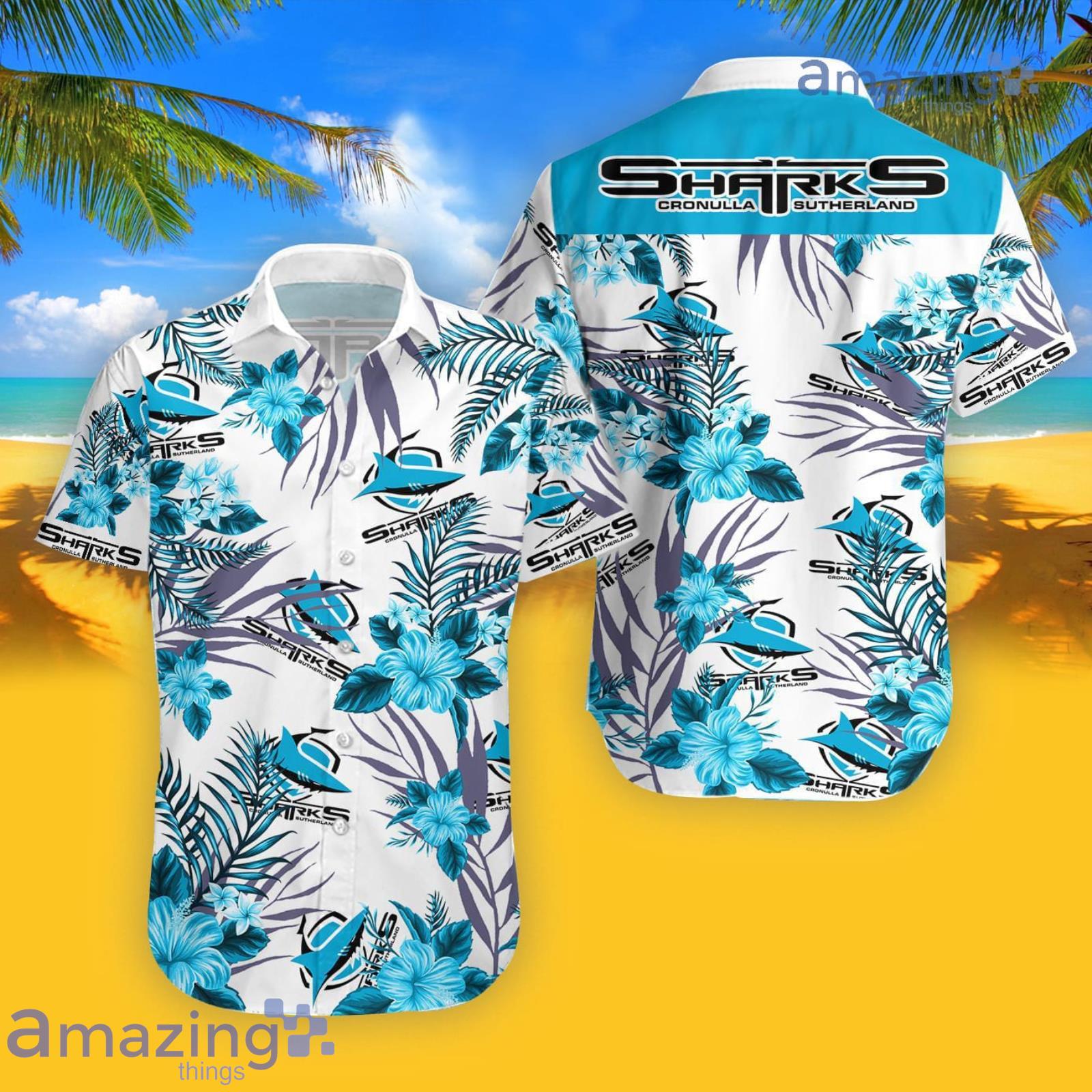 Cronulla Sharks Tropical Flower Hawaiian Shirt For Men And Women Product Photo 1