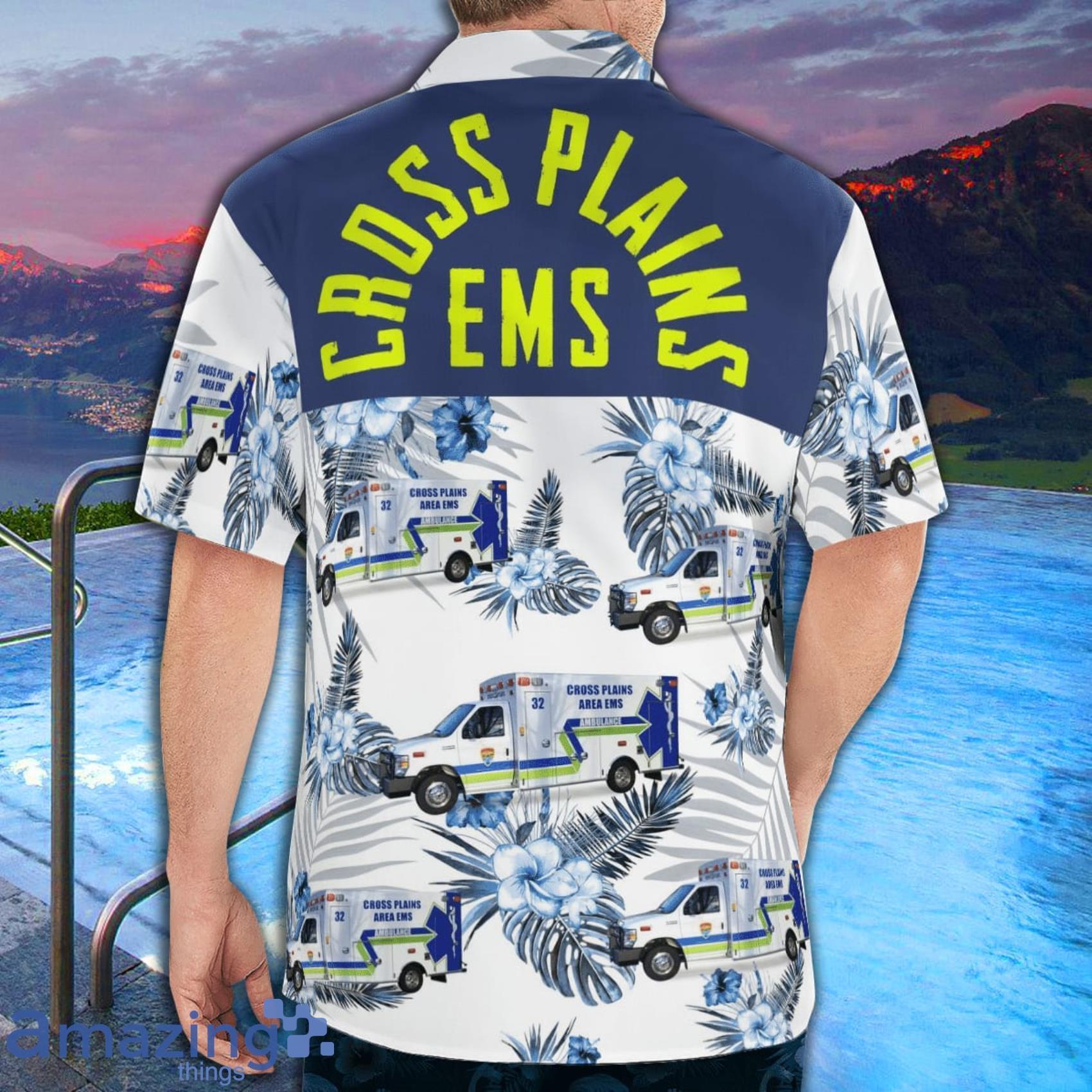 Cross Plains Area Ems AOP Aloha Tropical Style Hawaiian Shirt And Beach Short image Cross Plains Area Ems AOP Aloha Tropical Style Hawaiian Shirt And Beach Short Product Photo 2