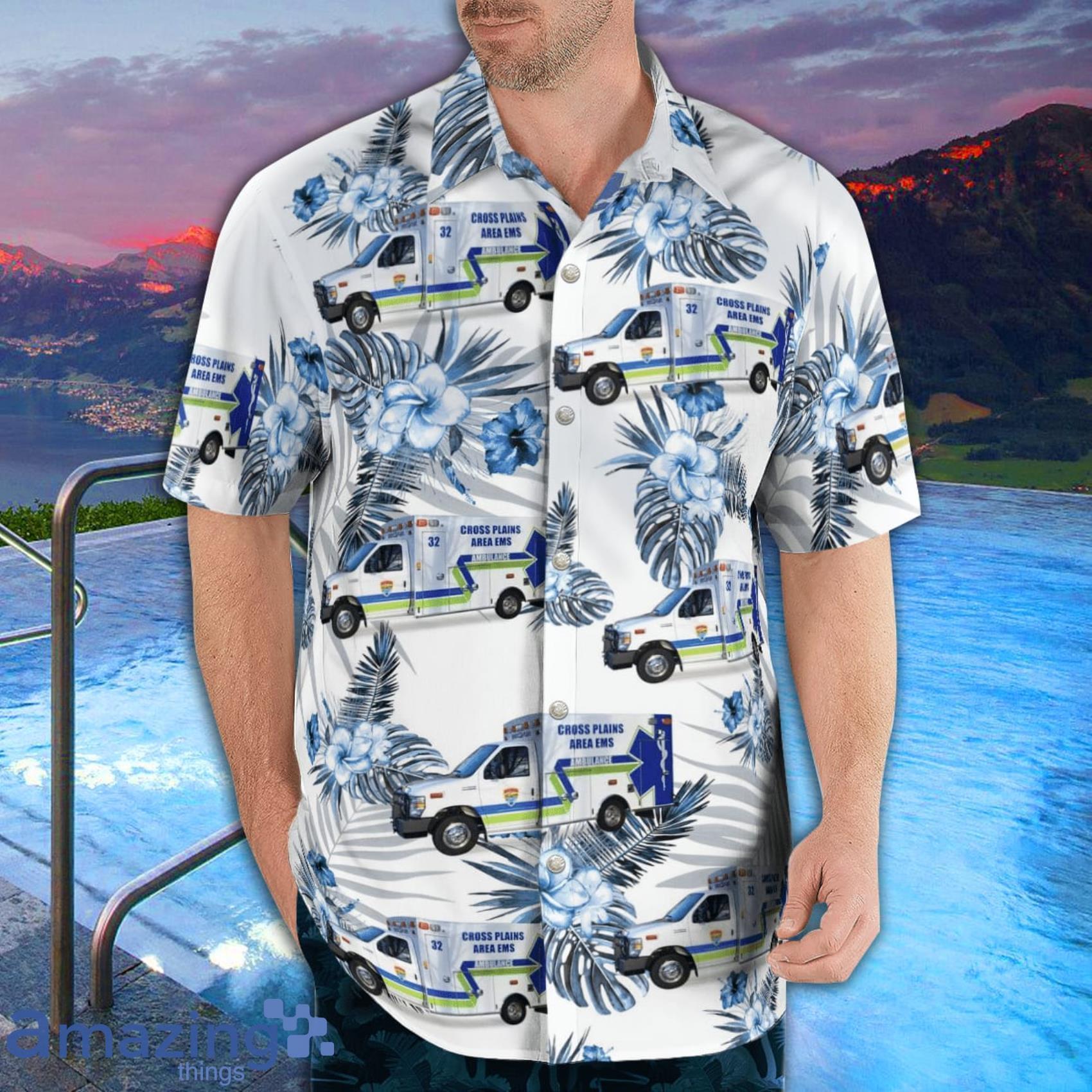 Cross Plains Area Ems AOP Aloha Tropical Style Hawaiian Shirt And Beach Short image Cross Plains Area Ems AOP Aloha Tropical Style Hawaiian Shirt And Beach Short Product Photo 4