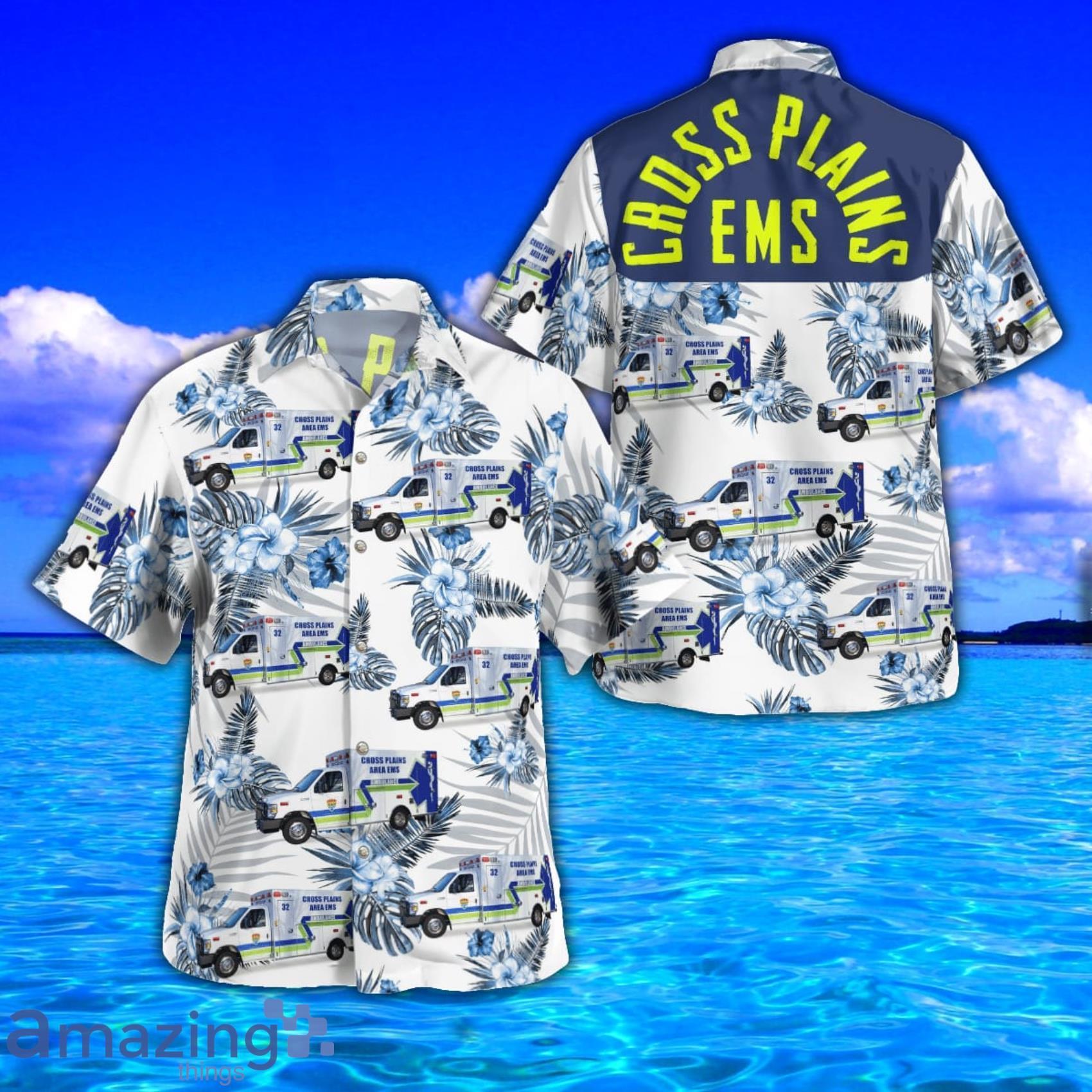 Cross Plains Area Ems AOP Aloha Tropical Style Hawaiian Shirt And Beach Short Product Photo 1
