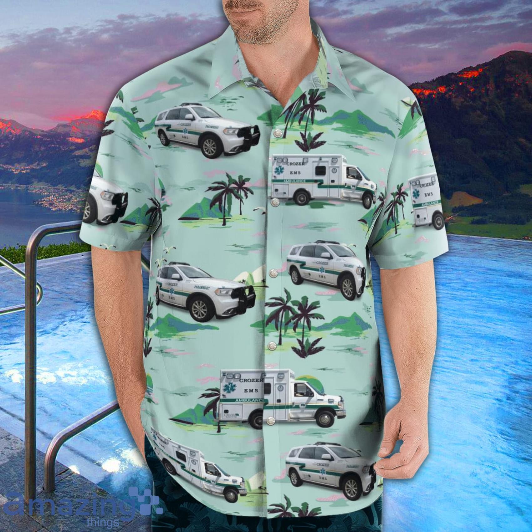 Crozer EMS, Upland, Pennsylvania Tropical Style AOP Short Sleeve Hawaiian Shirt And Beach Short image Crozer EMS, Upland, Pennsylvania Tropical Style AOP Short Sleeve Hawaiian Shirt And Beach Short Product Photo 3