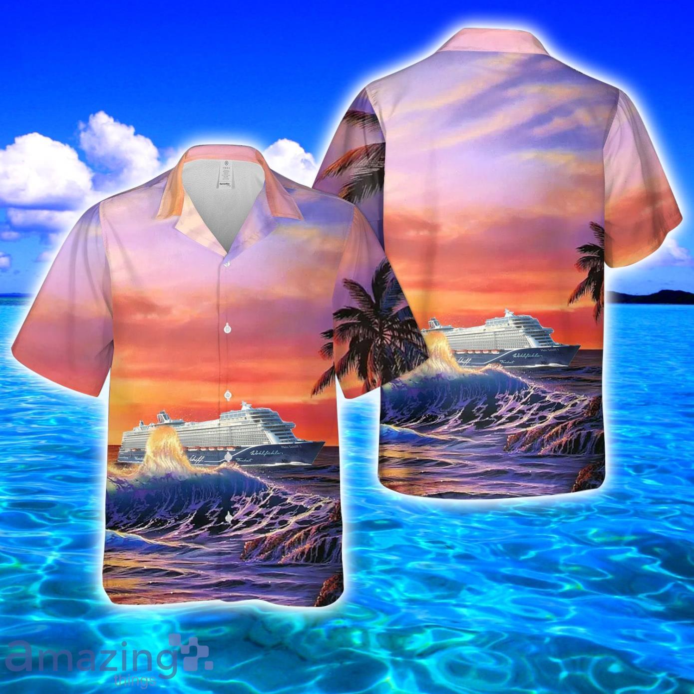 Cruises Mein Schiff AOP Print Hawaiian Shirt And Short Set Product Photo 1