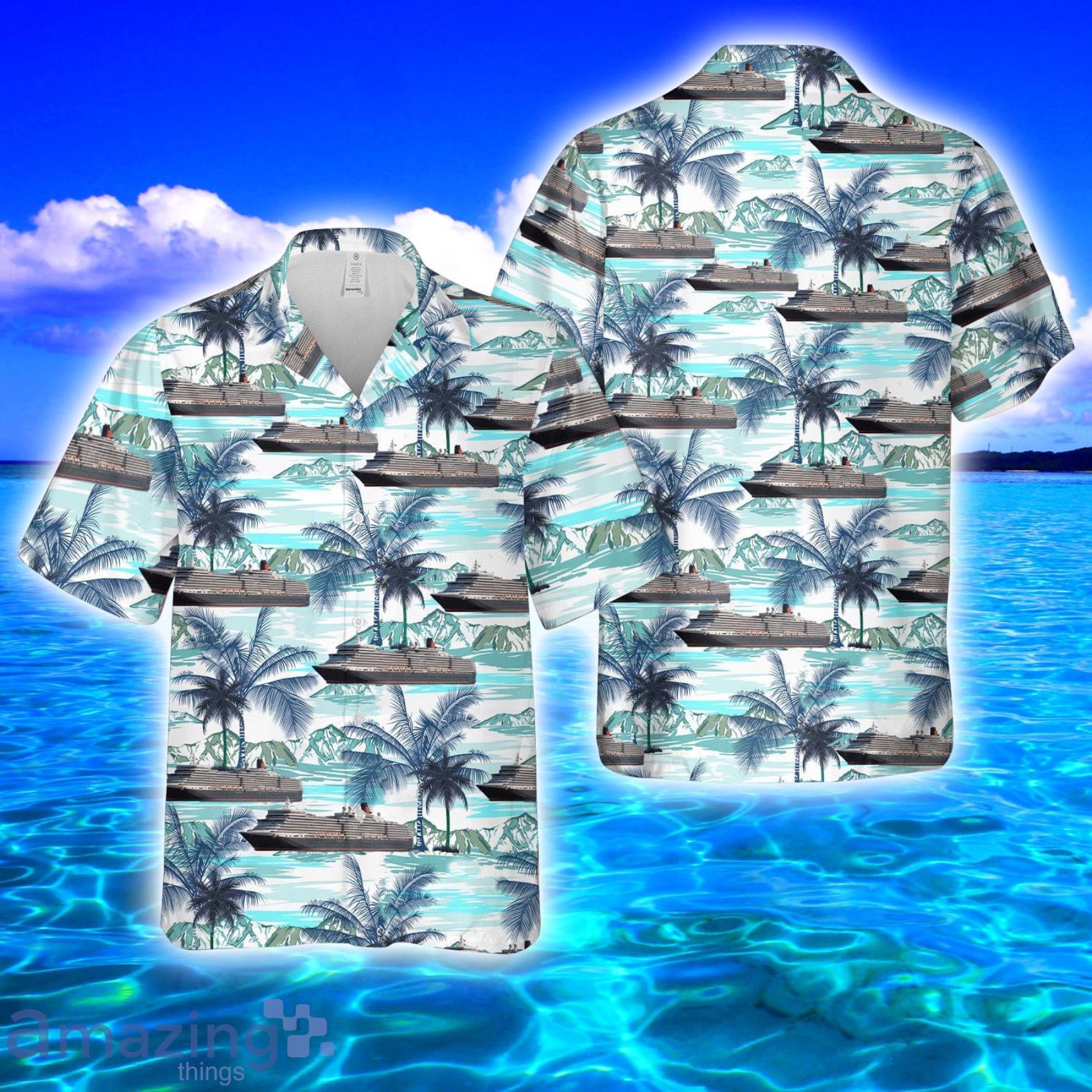 Cunard Line Queen Elizabeth Tropical Style Full Print Hawaiian Shirt Vs Short Set Product Photo 1