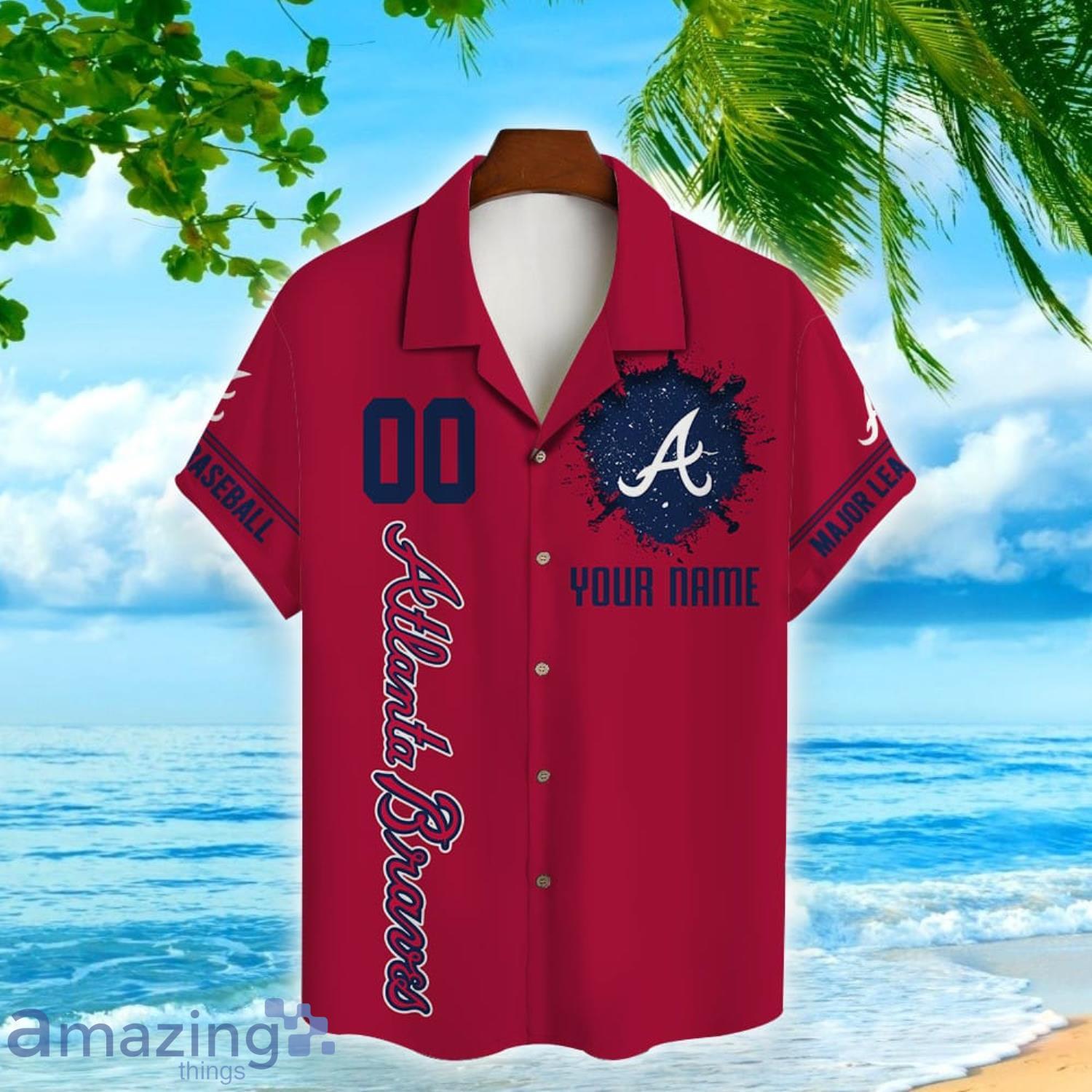 Custom Name And Number Atlanta Braves Baseball Cool Short Sleeve 3D  Hawaiian Shirt Summer Gift